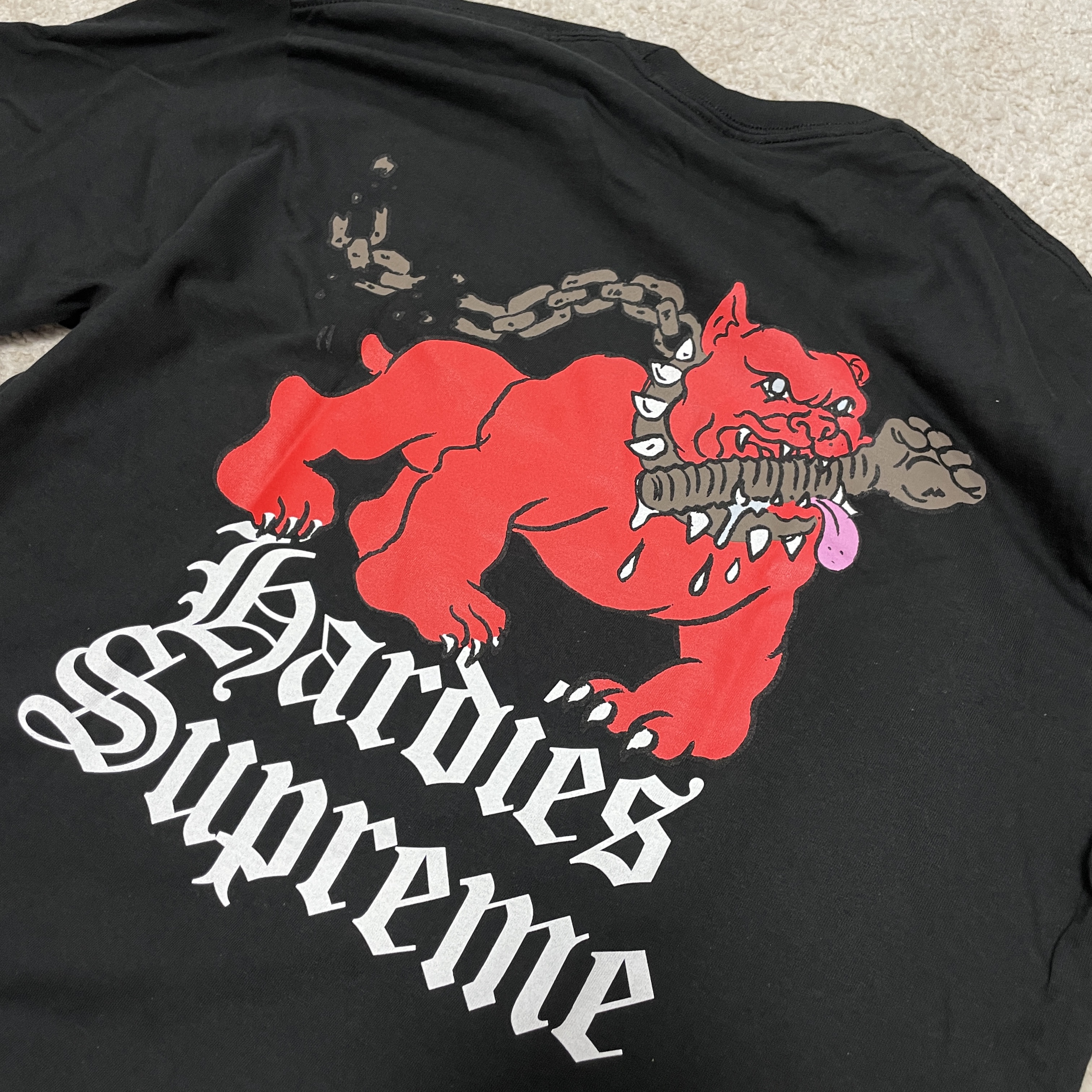 Supreme x Hardies Dog T-Shirt Black - 23SS 착용 스타일 - 1