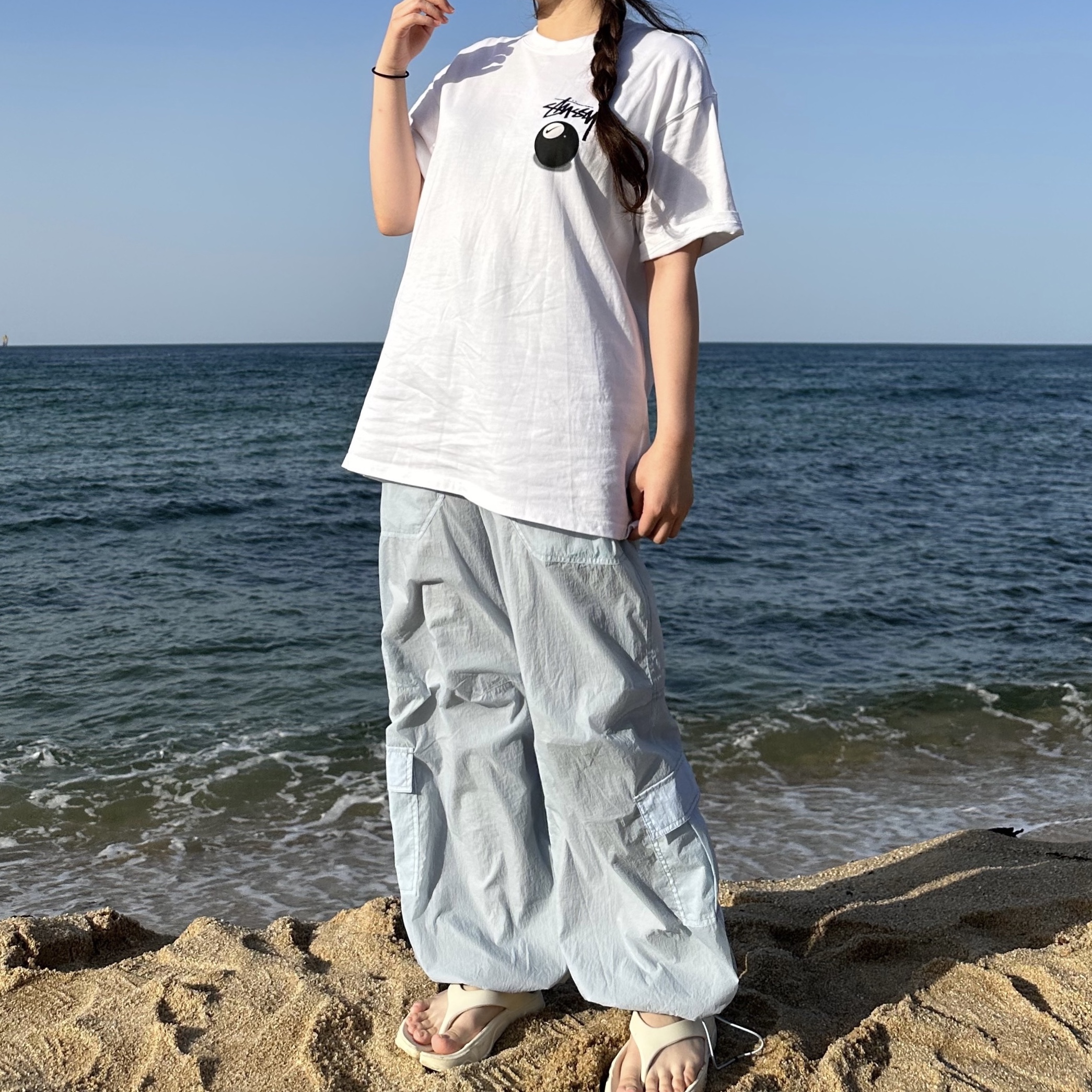 Nike x Stussy NRG FL SS 8 Ball T-Shirt White (DO9322-100) 착용 스타일