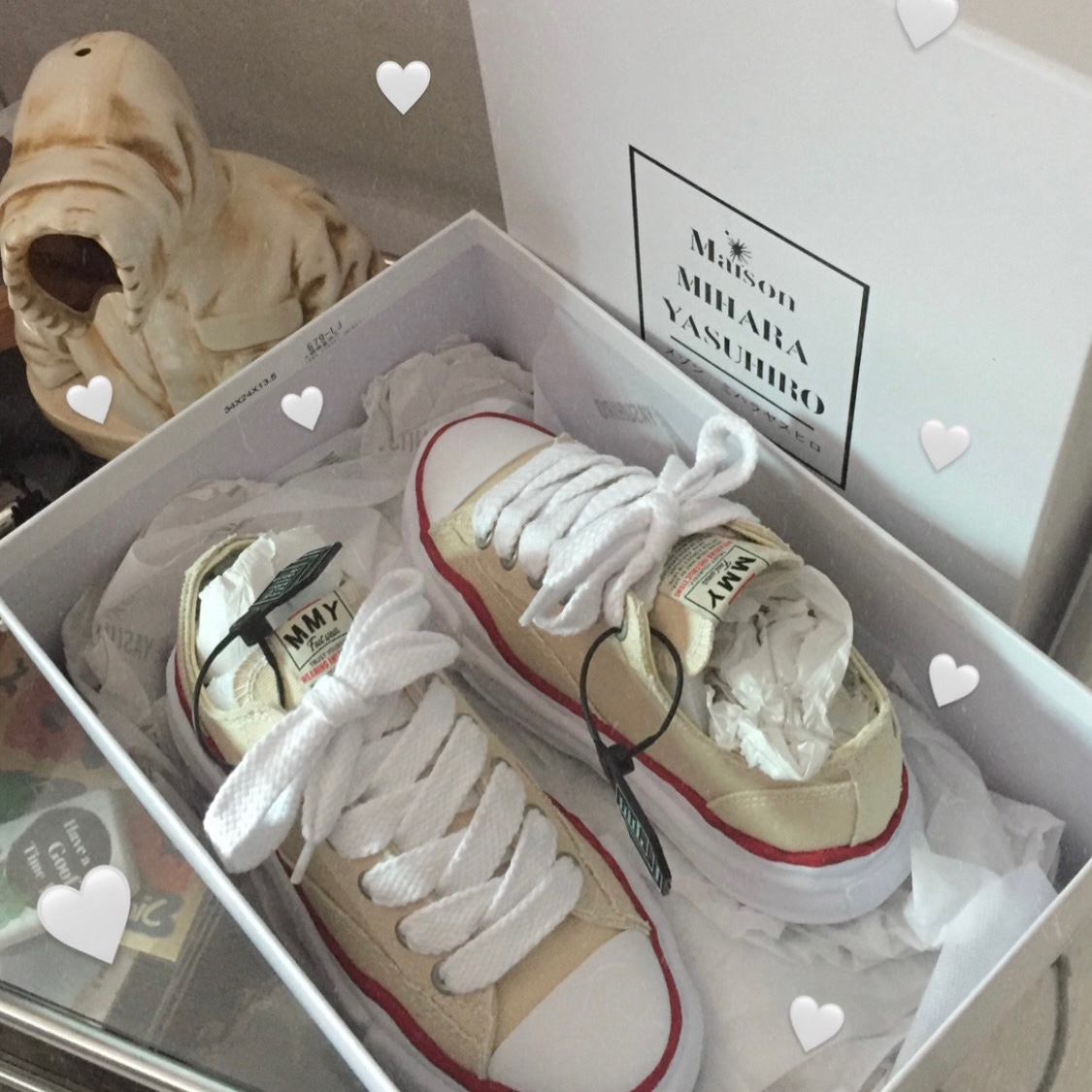 Maison Mihara Yasuhiro Peterson OG Sole Canvas Low-top Sneakers Natural 착용 스타일