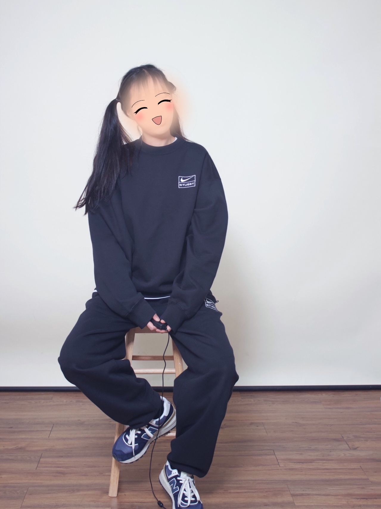 Nike x Stussy NRG Washed Fleece Crewneck Black (DO5310-010), Nike x Stussy NRG Washed Fleece Pants Black (DO5296-010) 착용 스타일