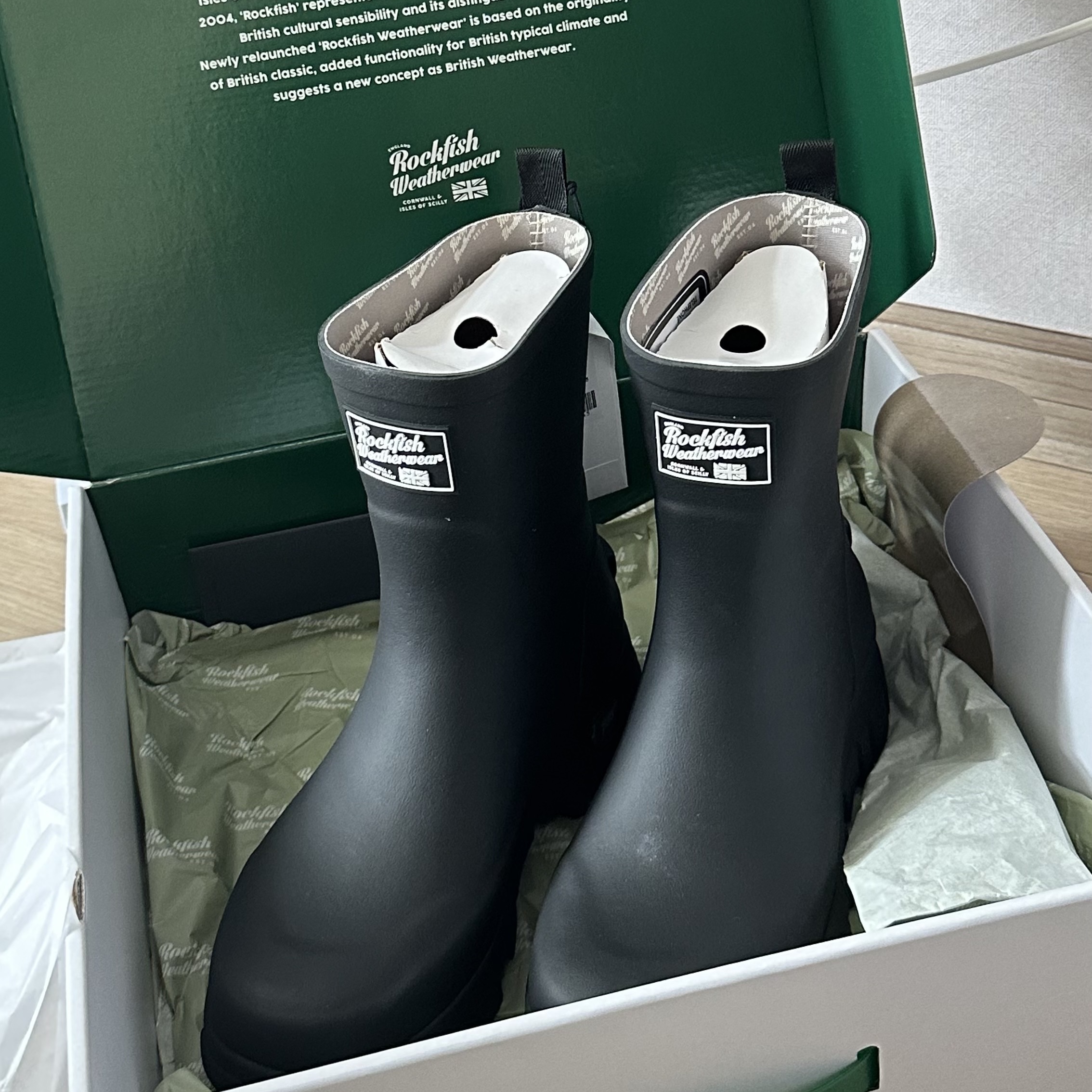 (W) Rockfishweatherwear Flatform Middle Rain Boots Black 착용 스타일 - 2