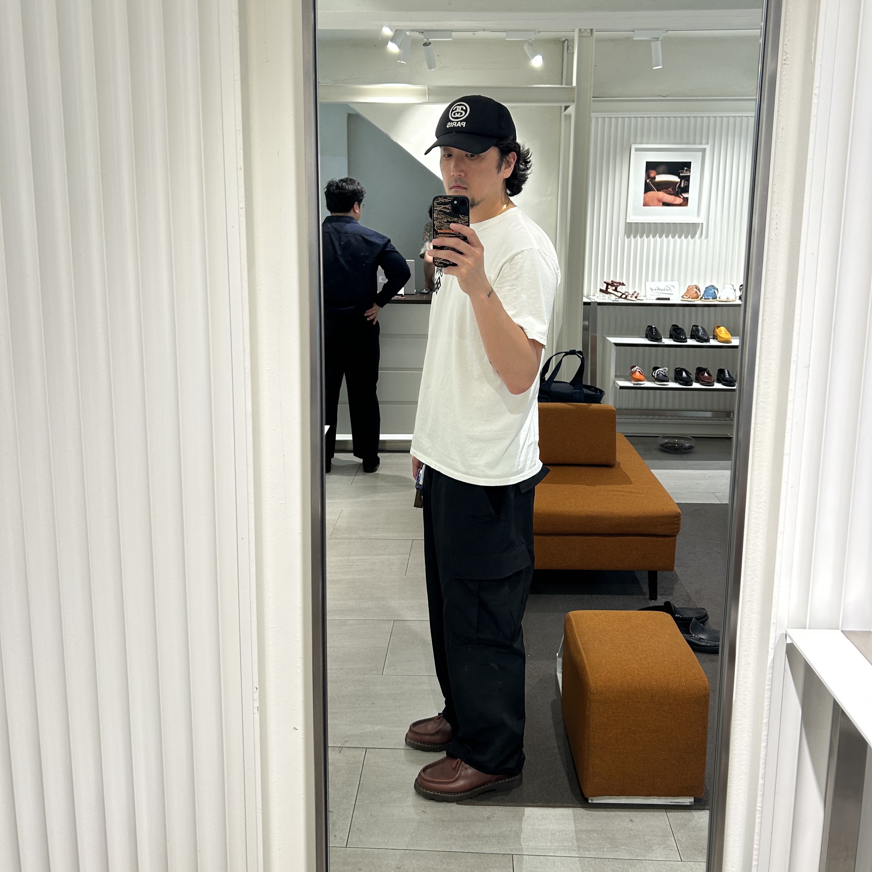 Paraboot Michael Lisse Marron, Stussy Paris Trucker Cap Black 착용 스타일