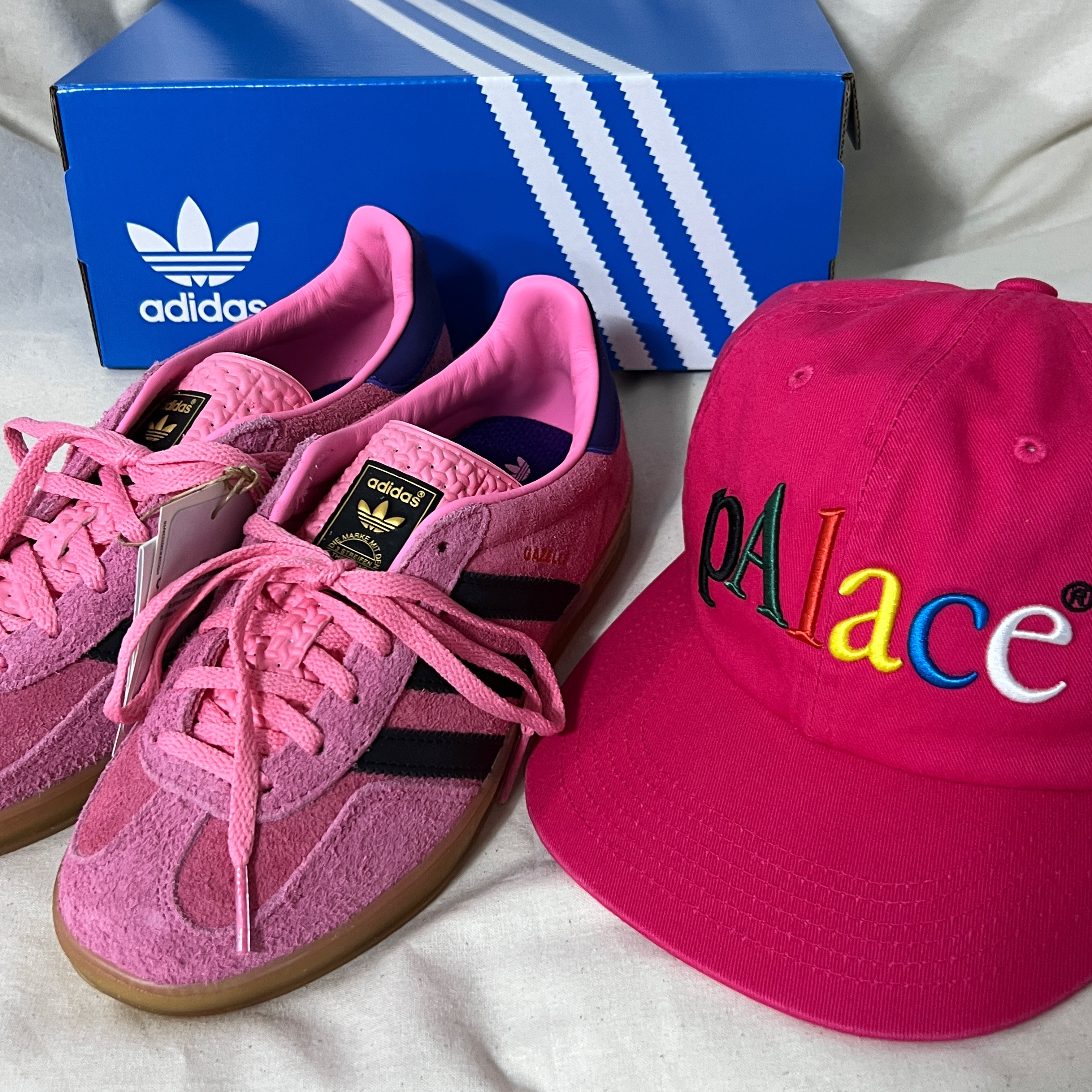 Palace Start Up Pal Hat Pink - 23SS, (W) Adidas Gazelle Indoor Bliss Pink 착용 스타일
