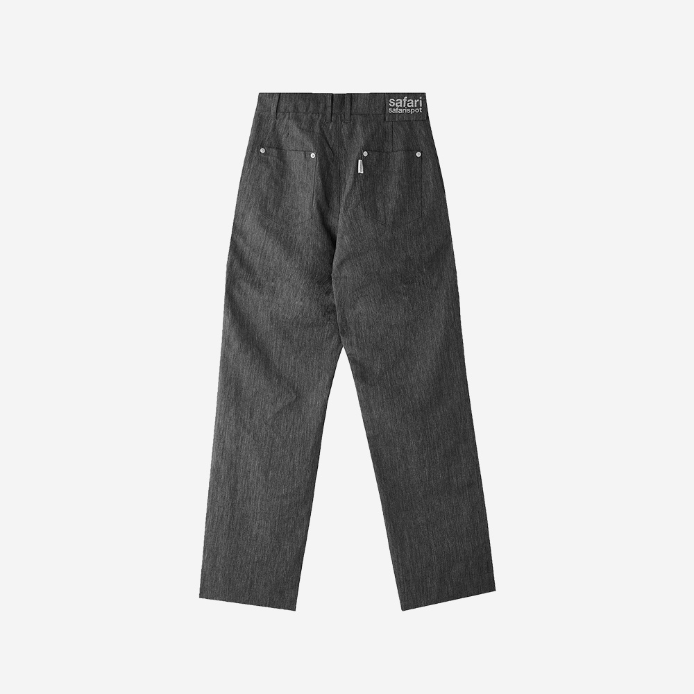 사파리스팟 우먼 1/2 티켓팅 린넨 데님 팬츠 블랙(Safarispot Women 1/2 Ticketing Linen Denim Pants Black) - 2