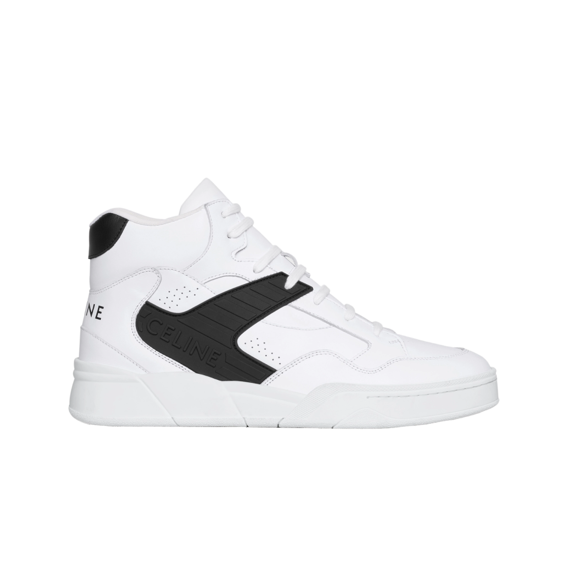 셀린느 CT-06 하이 탑 카프스킨 스니커즈 옵틱 화이트 블랙(Celine CT-06 High Top Sneakers in Calfskin Optic White Black) - 1