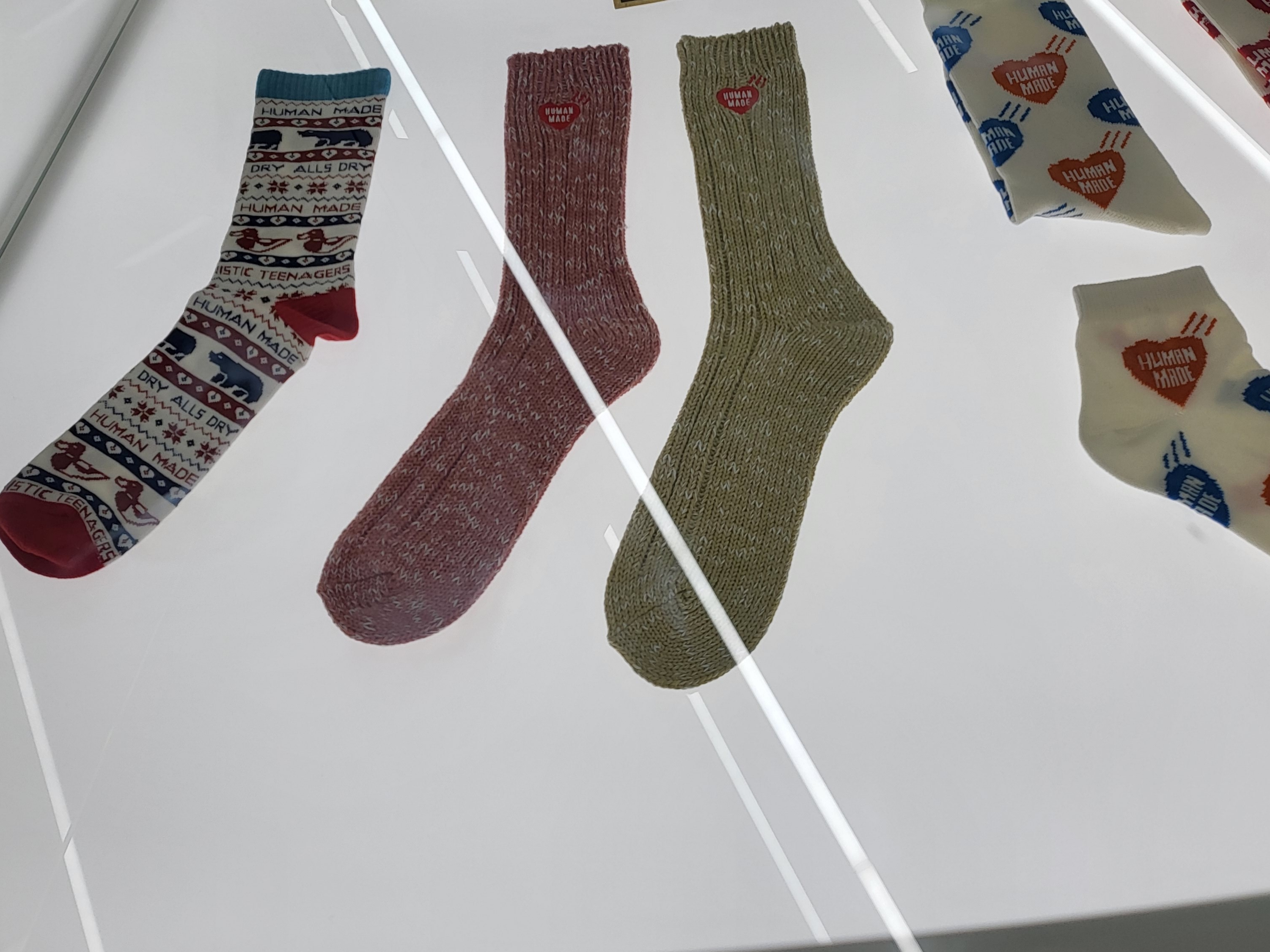 Human Made Low Gauge Rib Socks Pink 착용 스타일