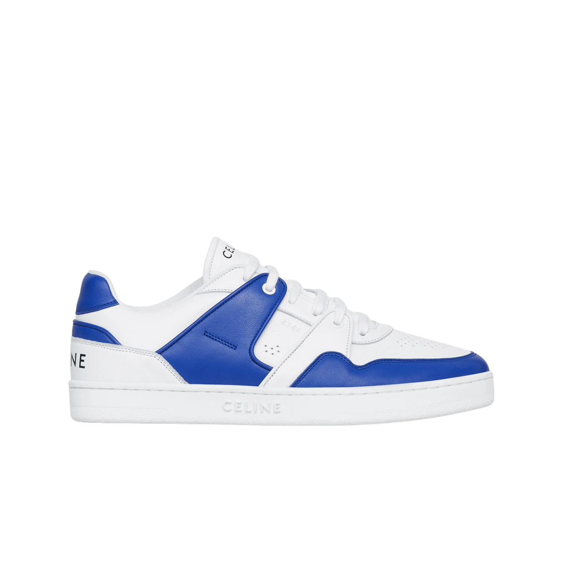 셀린느 CT-04 트레이너 로우 레이스업 카프스킨 스니커즈 옵틱 화이트 블루(Celine CT-04 Celine Trainer Low Lace-Up Sneakers in Calfskin Optic White Blue) - 1