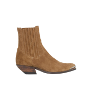 (W) Celine Cruiser Boots Chelsea Boot with Metal Toe in Suede Calfskin Havana