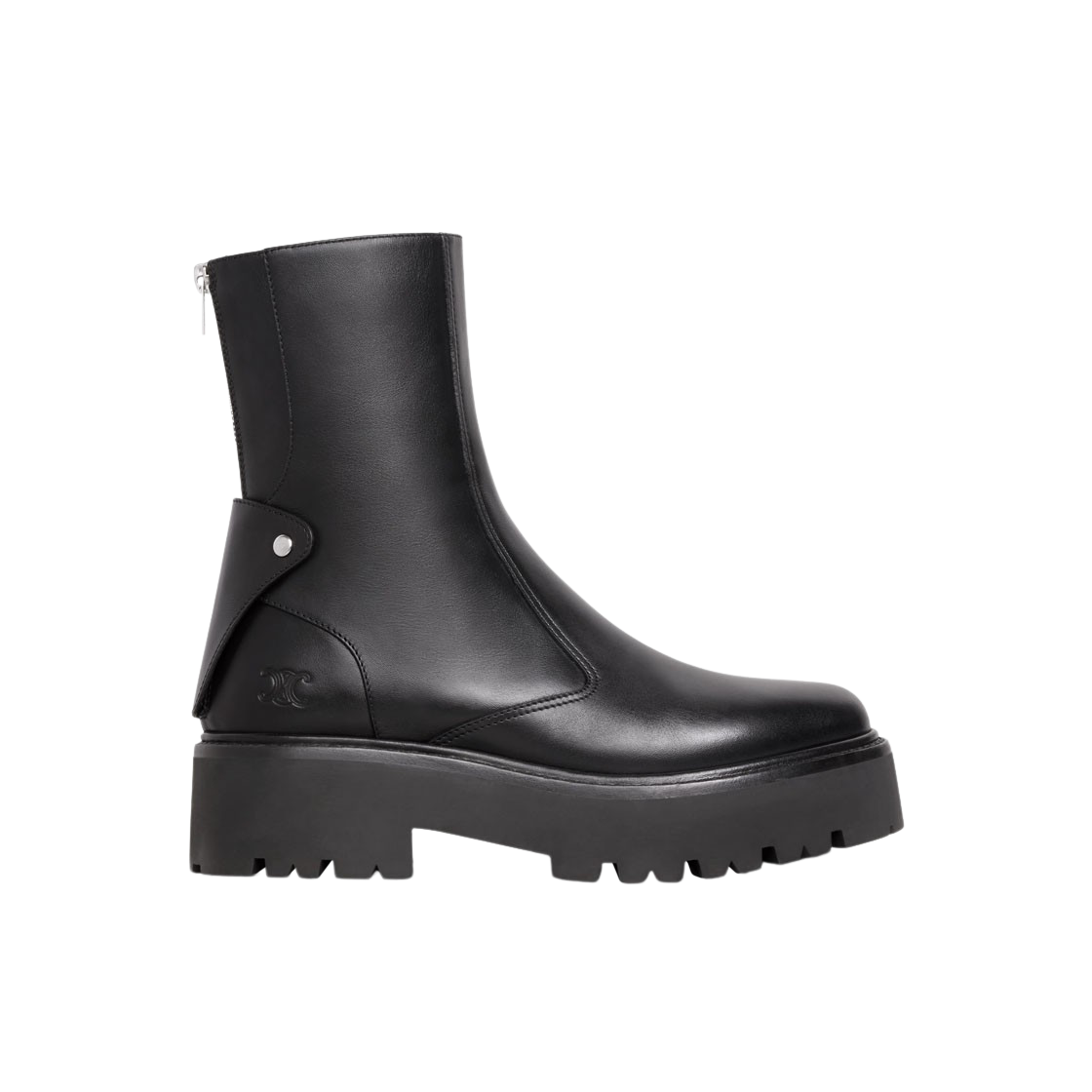 (W) 셀린느 백 집 트리옹프 카프스킨 벌키 부츠 블랙((W) Celine Bulky Boots with Back Zip and Triomphe in Calfskin Black) - 1