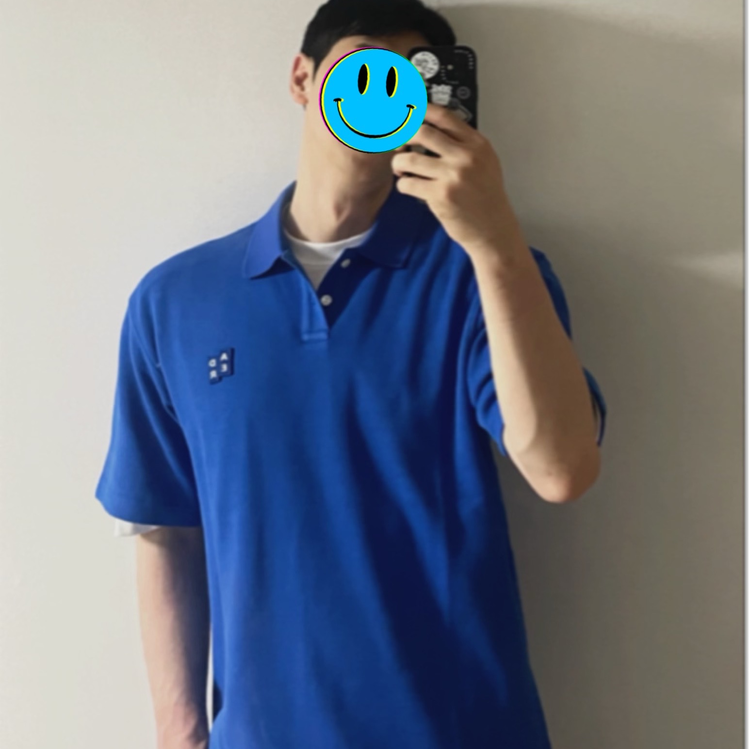 Ader Error Sig; TRS Tag Polo T-Shirt 01 Z-Blue 착용 스타일