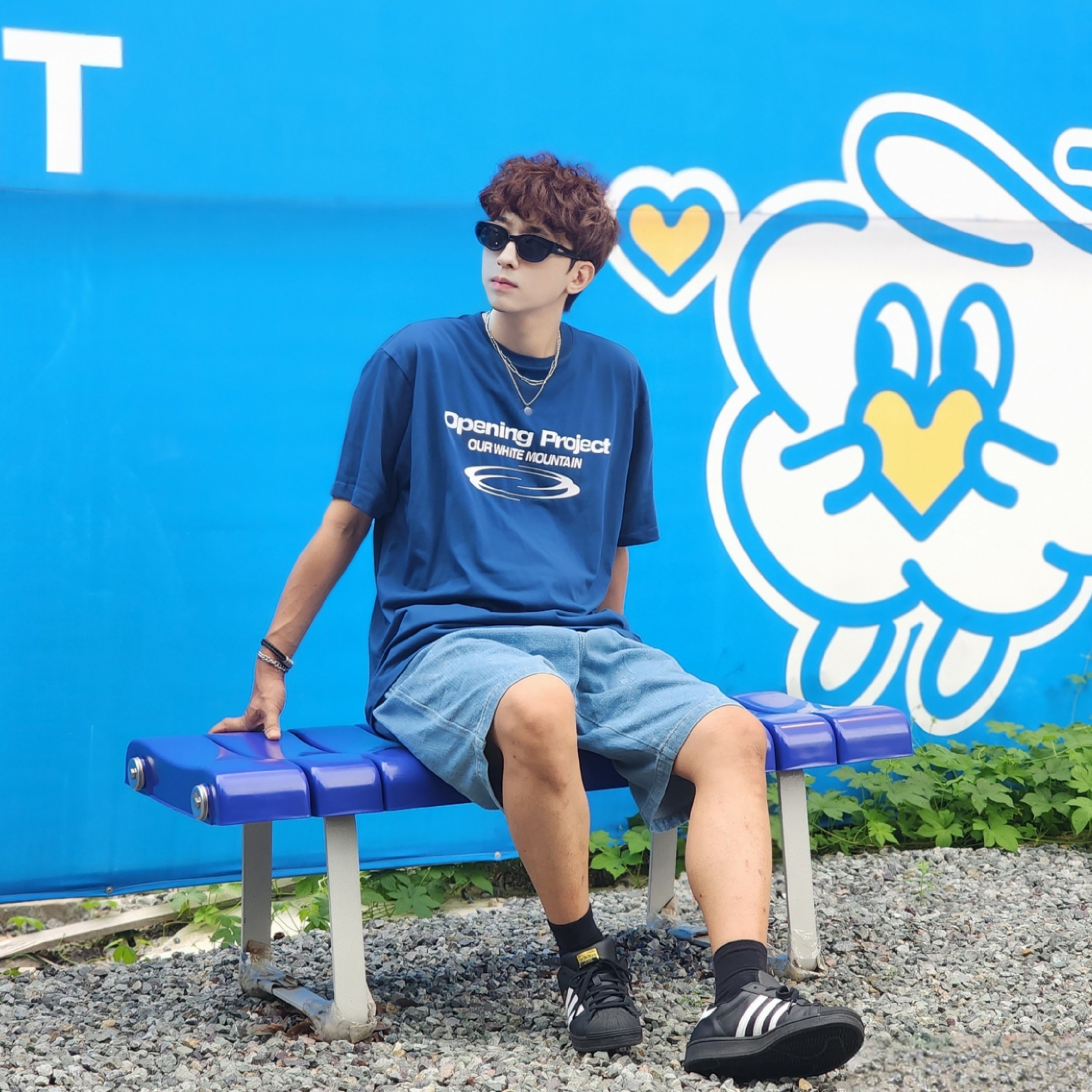 Opening Project Identity T-Shirt Blue, Adidas Superstar Core Black White 착용 스타일 - 2