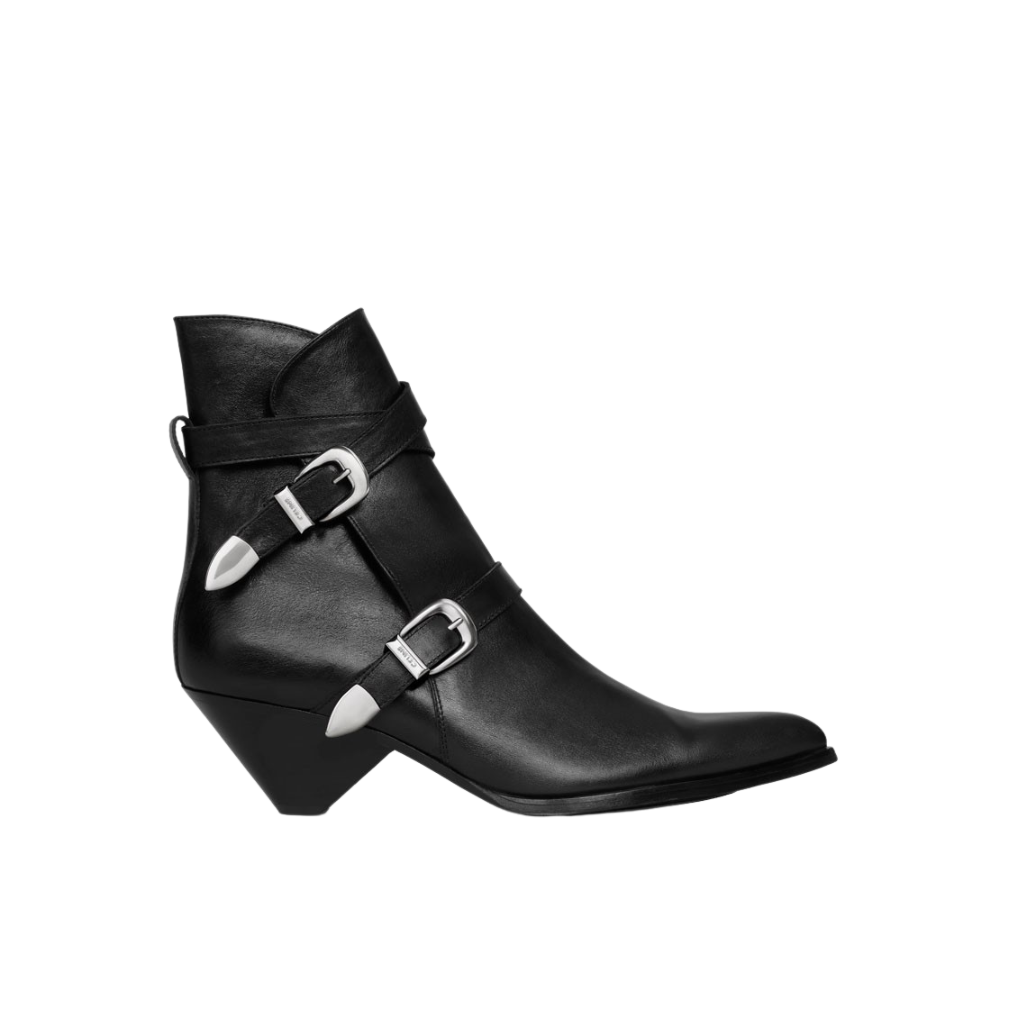 셀린느 더블 버클 지퍼 코니크 부츠 샤이니 카프스킨 블랙(Celine Double Buckle Zipped Conique Boot in Shiny Calfskin Black) - 1
