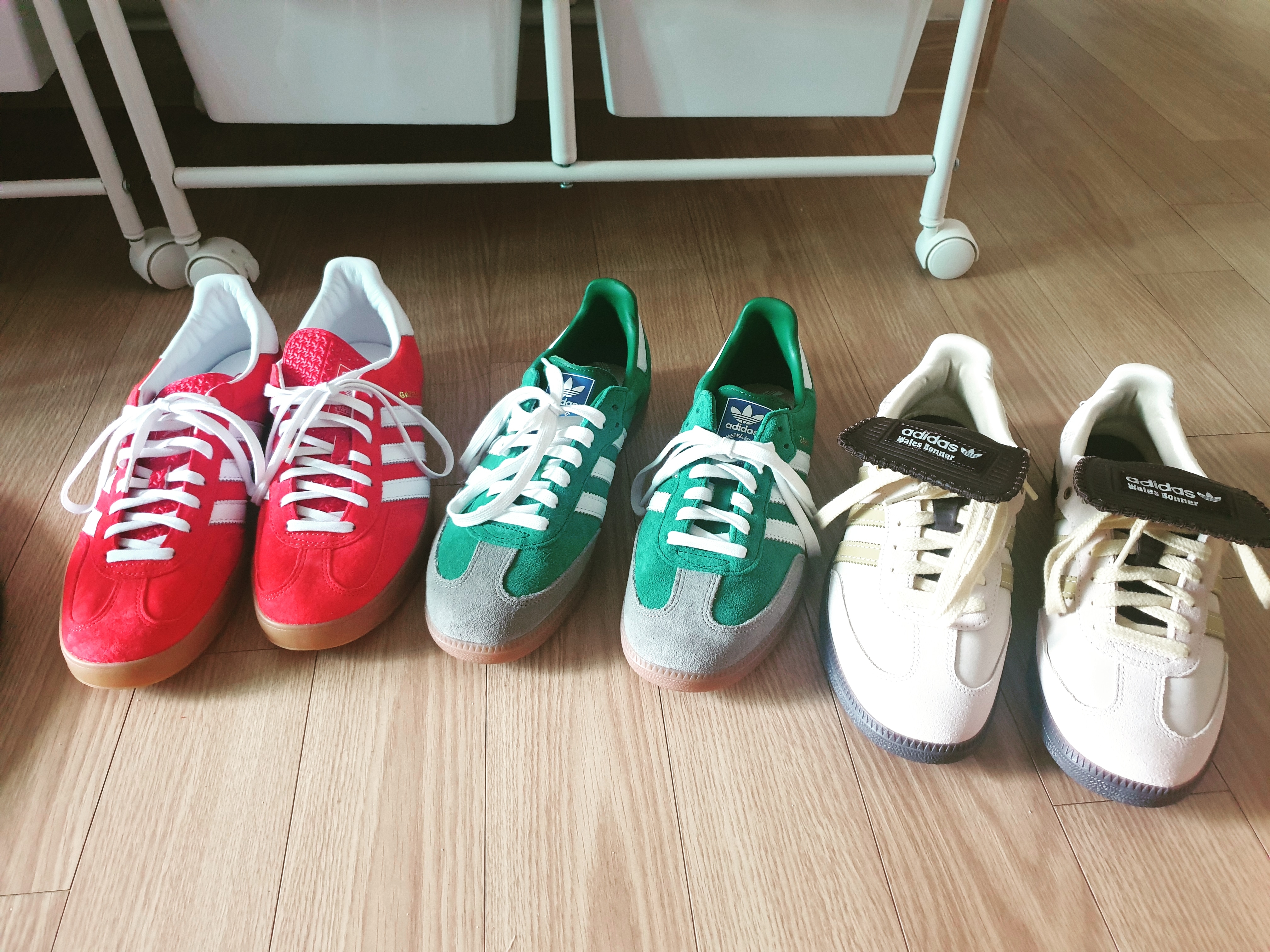 Adidas x Wales Bonner Samba Brown Ecru Tint, Adidas Samba OG Collegiate Green Gum 착용 스타일