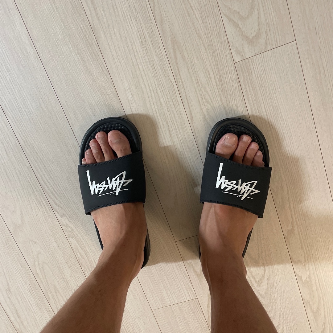 Nike x Stussy Benassi Slide Off Noir 착용 스타일