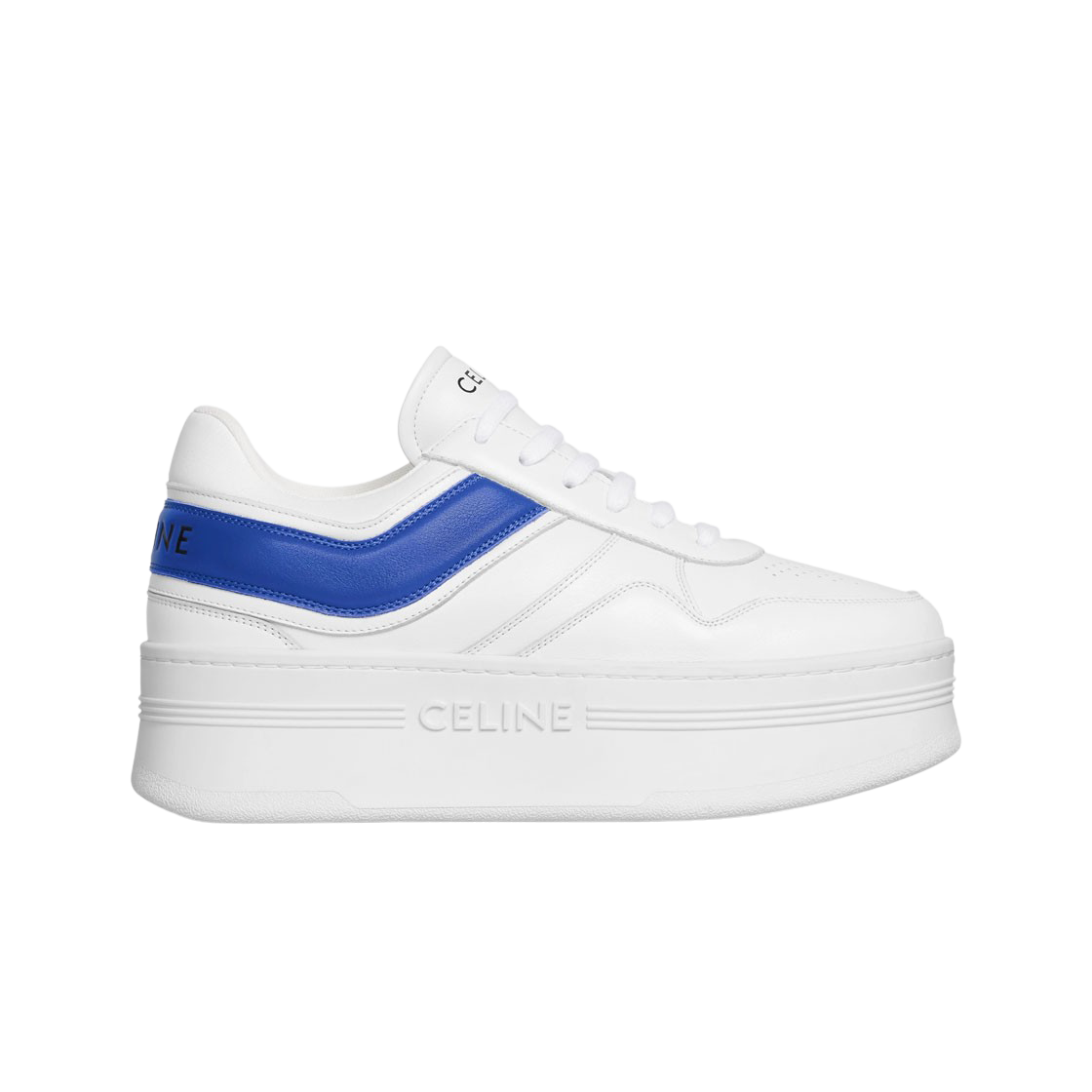 (W) 셀린느 웨지 카프스킨 블록 스니커즈 옵틱 화이트 블루((W) Celine Block Sneakers with Wedge in Calfskin Optic White Blue) - 1