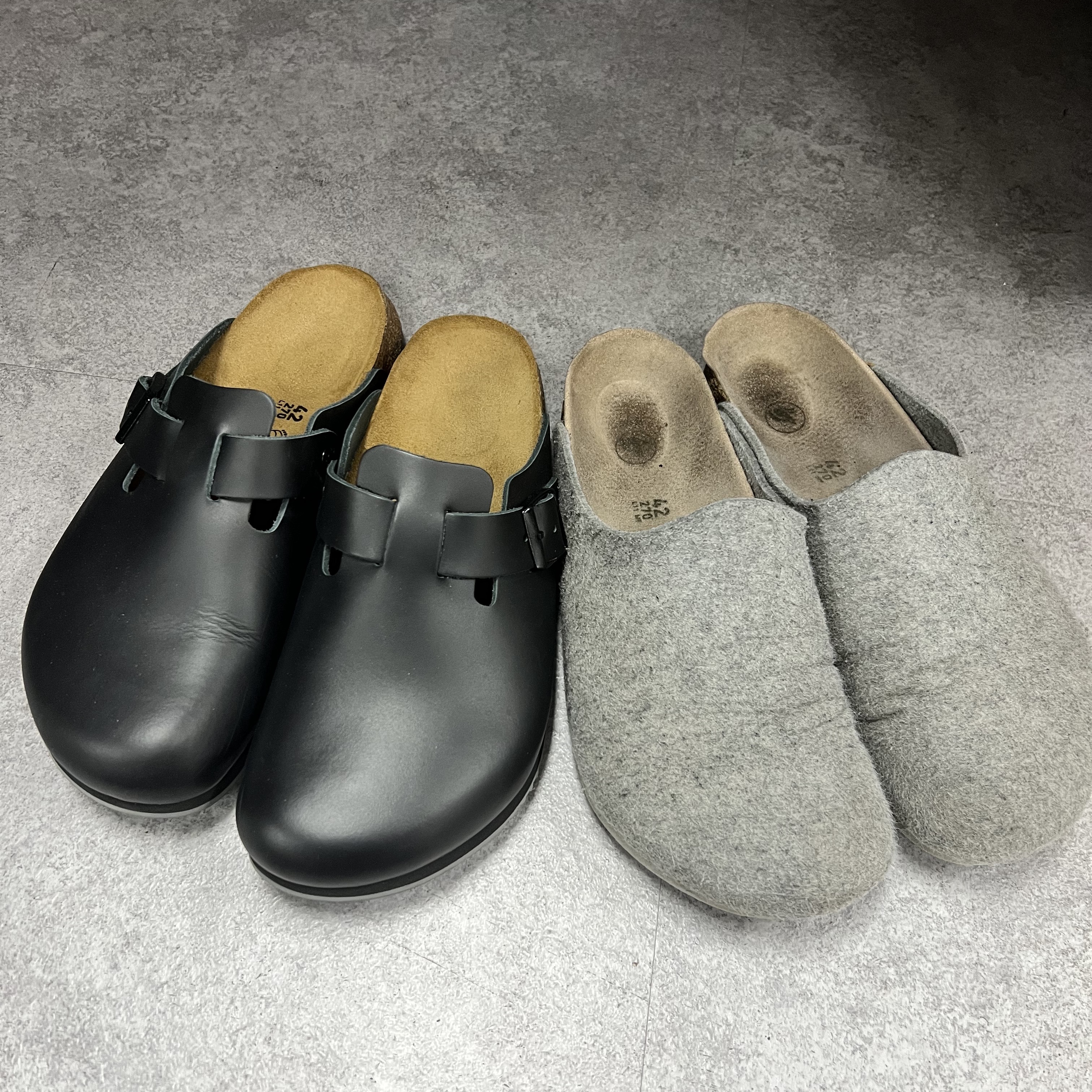 Birkenstock Boston Super Grip Leather Black - Regular 착용 스타일