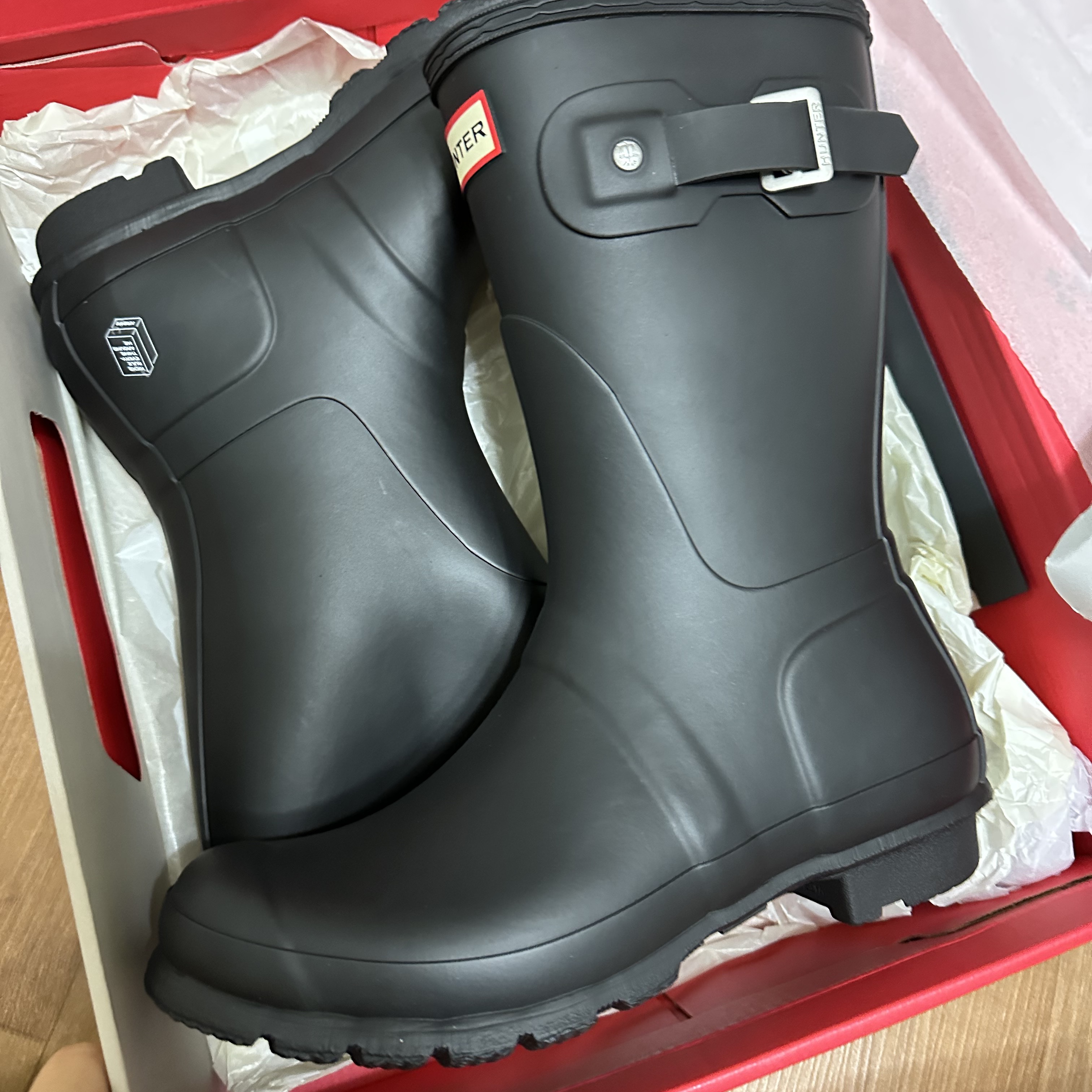 (W) Hunter Original Short Rain Boots Black 착용 스타일