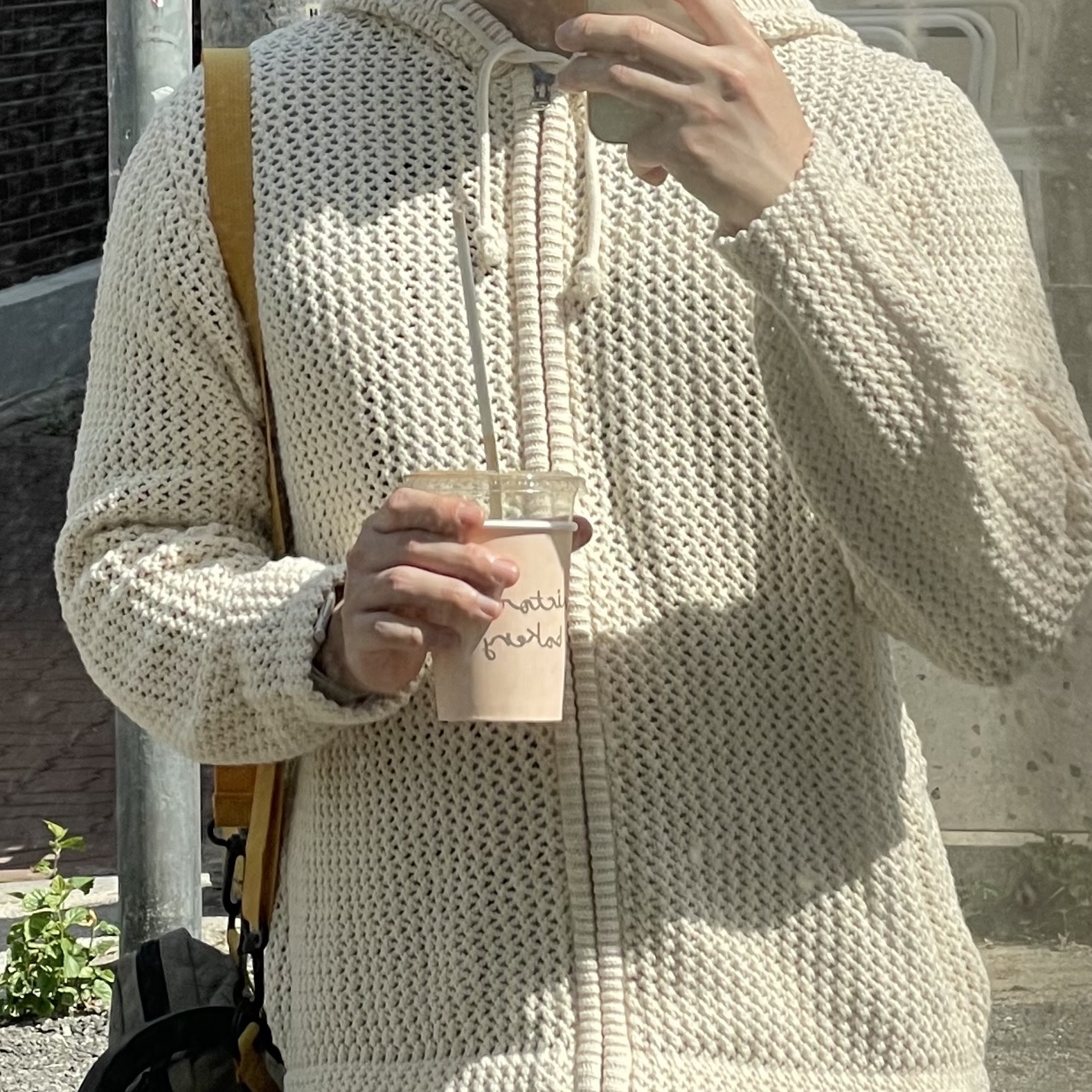 Stussy Mesh Zip Hoodie Natural 착용 스타일