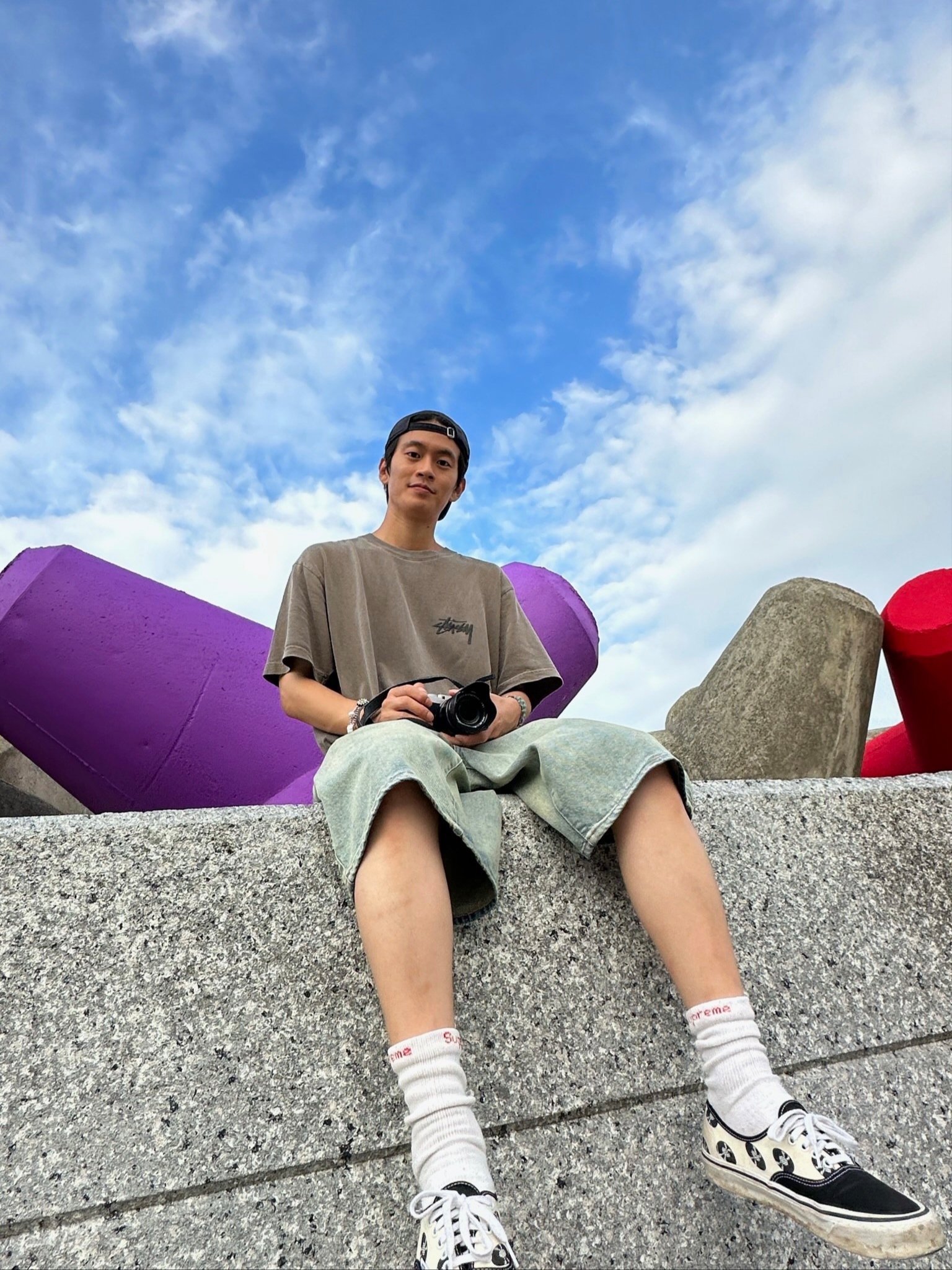 Vans Vault x Wacko Maria OG Authentic LX Classic White, Supreme Hanes Crew Socks White (4 Pack) 착용 스타일 - 2
