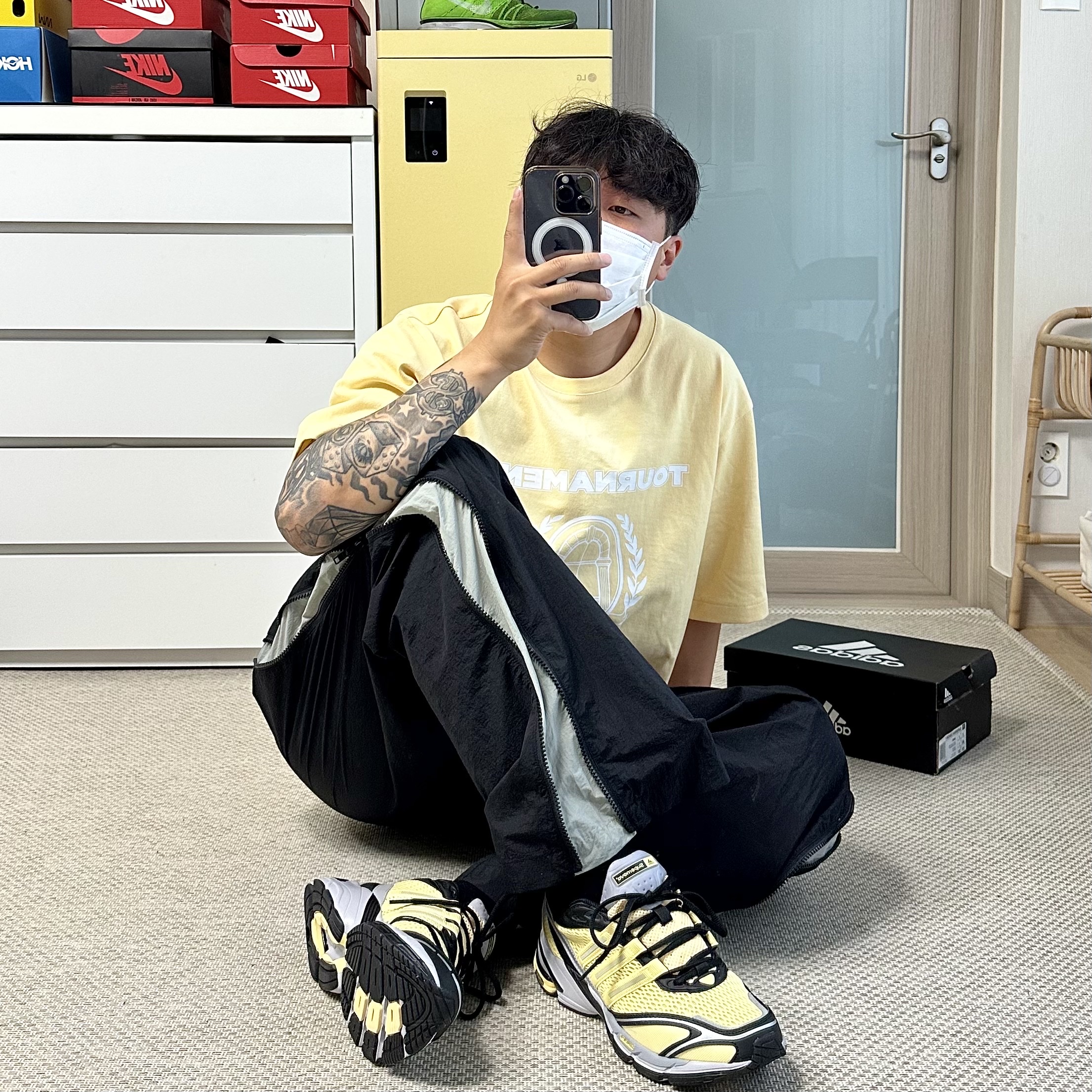 Adidas Supernova Cushion 7 Almost Yellow 착용 스타일 - 1