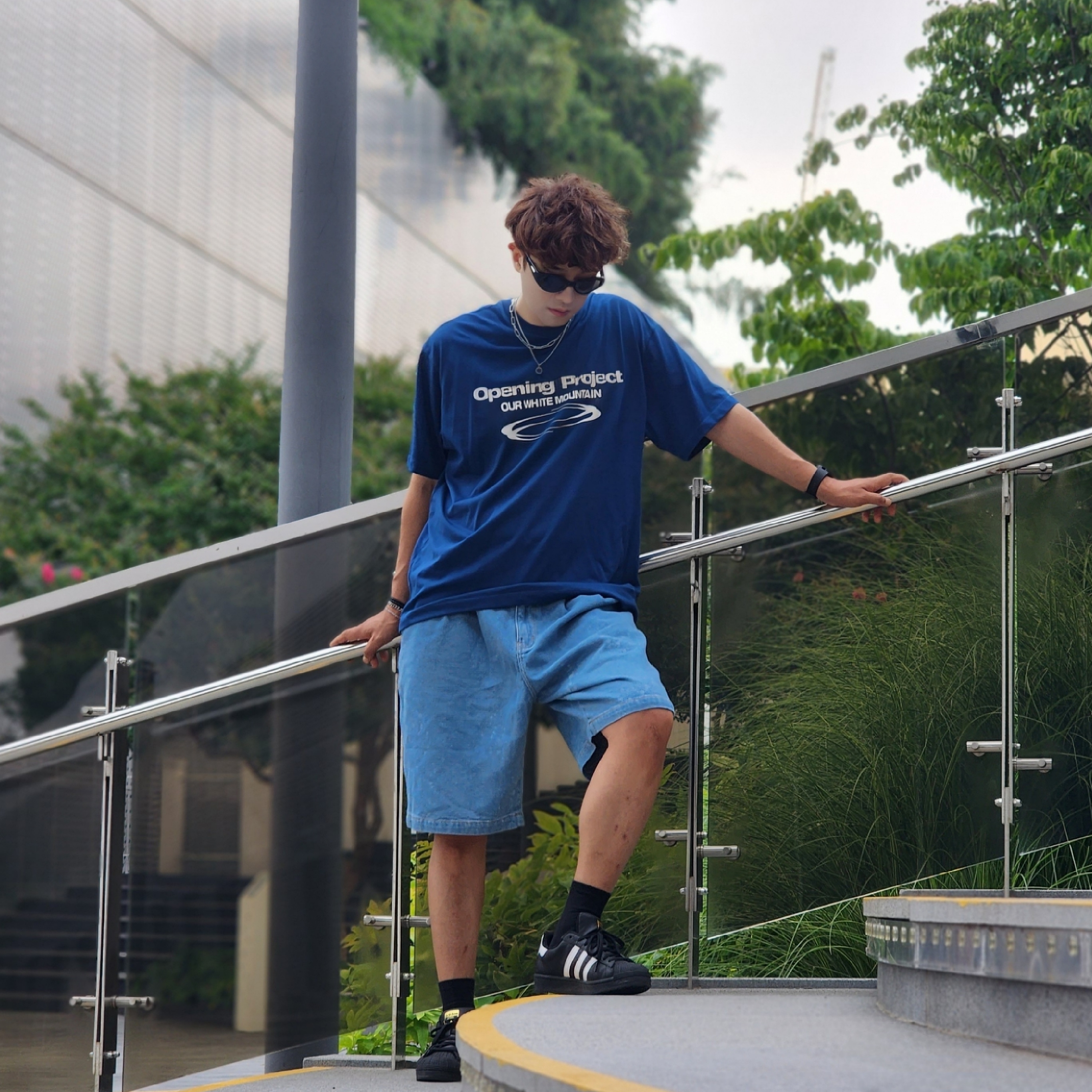 Opening Project Identity T-Shirt Blue, Adidas Superstar Core Black White 착용 스타일 - 5