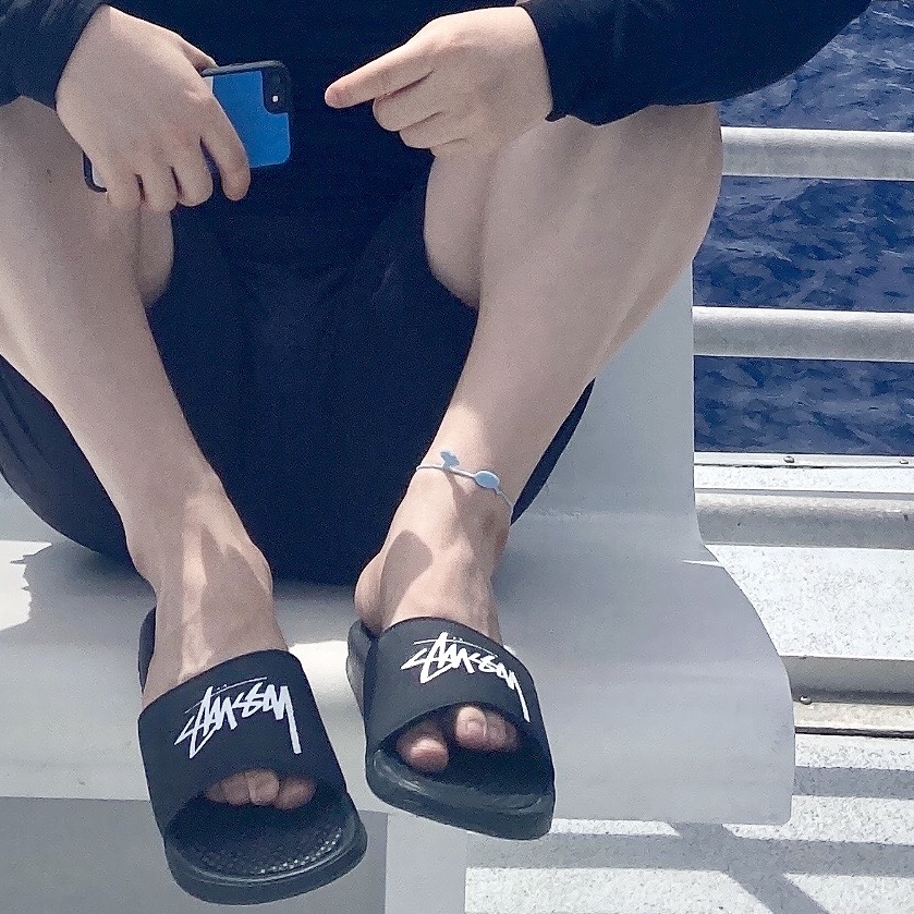 Nike x Stussy Benassi Slide Off Noir 착용 스타일