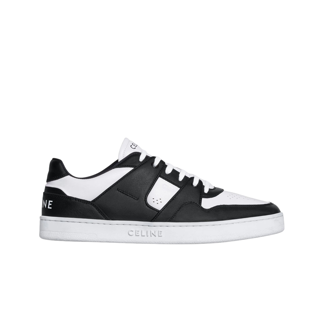 Celine Trainer CT-04 Low Lace-Up Sneakers in Calfskin White Black 상세 이미지 1