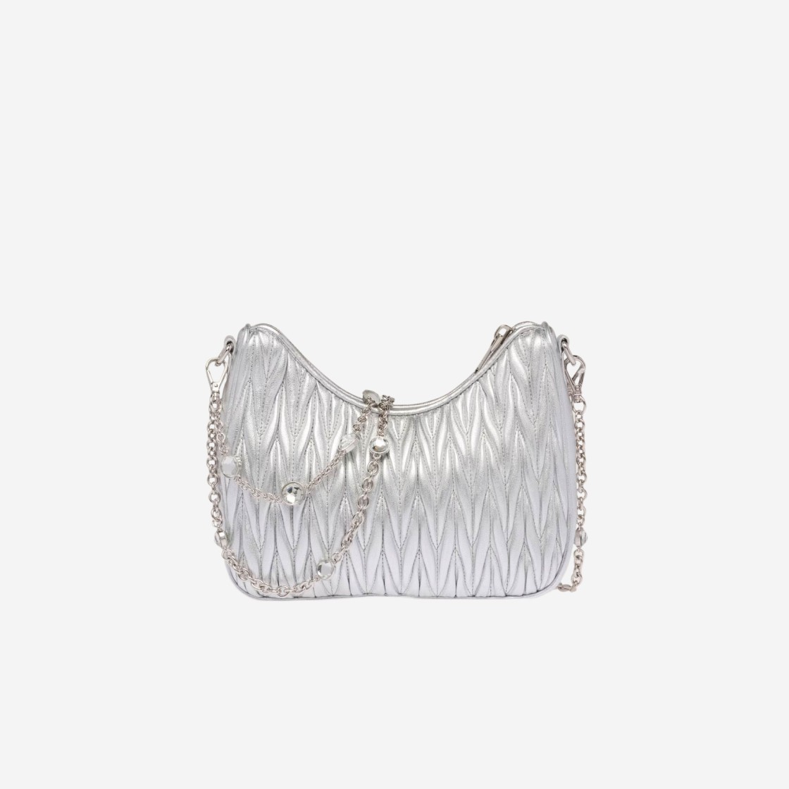 Miu Miu Matelasse Nappa Leather Shoulder Bag Silver 상세 이미지 2