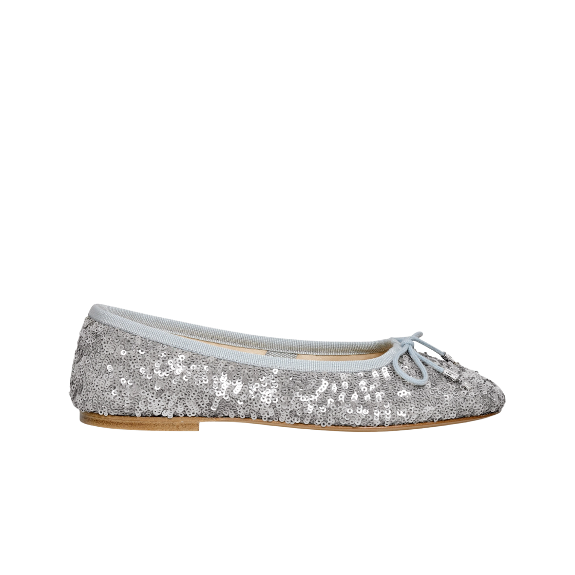 (W) 셀린느 시퀸 트리옹프 레이스 레 발레리나 슈즈 실버((W) Celine Les Ballerines Shoes with Triomphe Laces in Sequins Silver) - 1