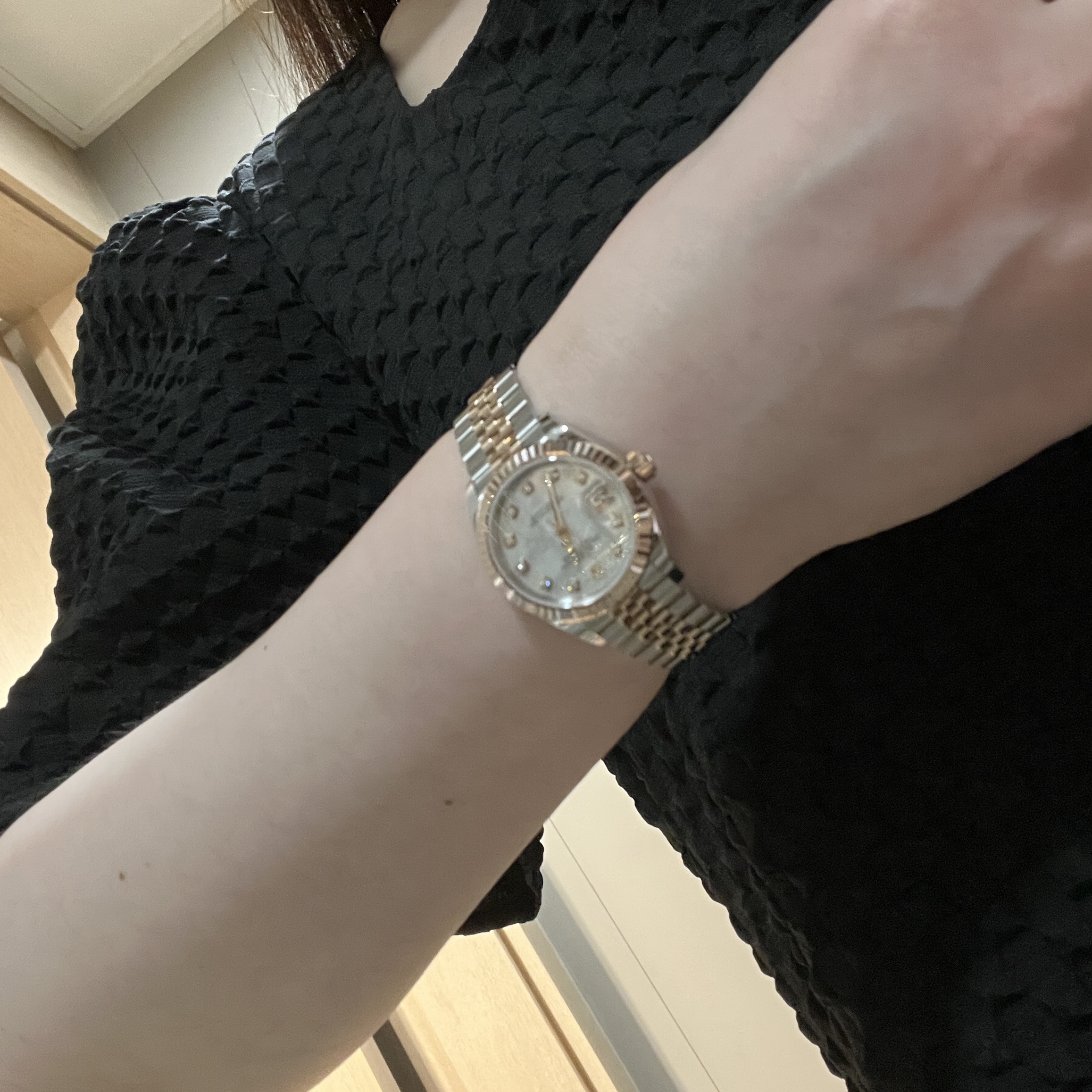 Rolex Lady-Datejust 28mm 279171 MoP Diamond-Set Jubilee 착용 스타일 - 1