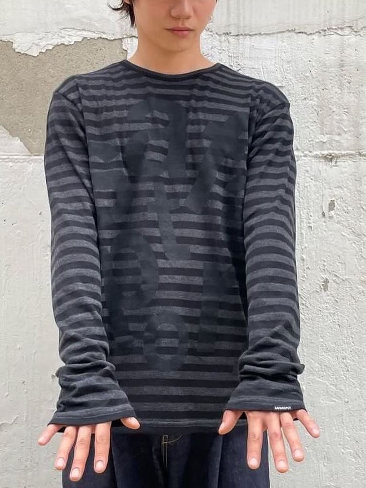 [KREAM 단독] Safarispot Ticketing Stripe Border Tee Black 착용 스타일 - 2