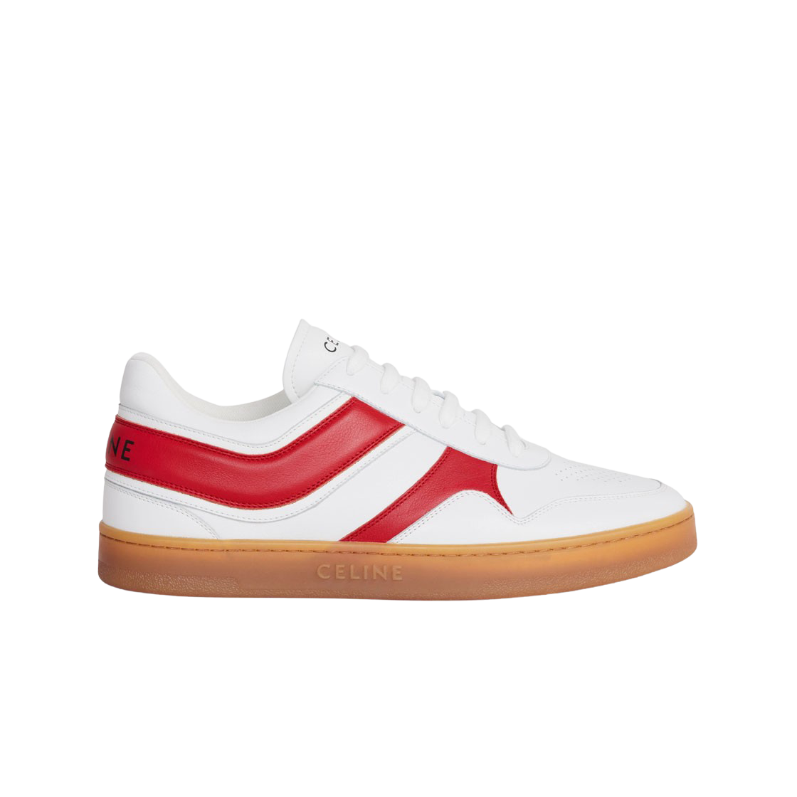 셀린느 카프스킨 트레이너 로우 레이스업 스니커즈 옵틱 화이트 레드 베이지(Celine Trainer Low Lace-Up Sneakers in Calfskin Optic White Red Beige) - 1