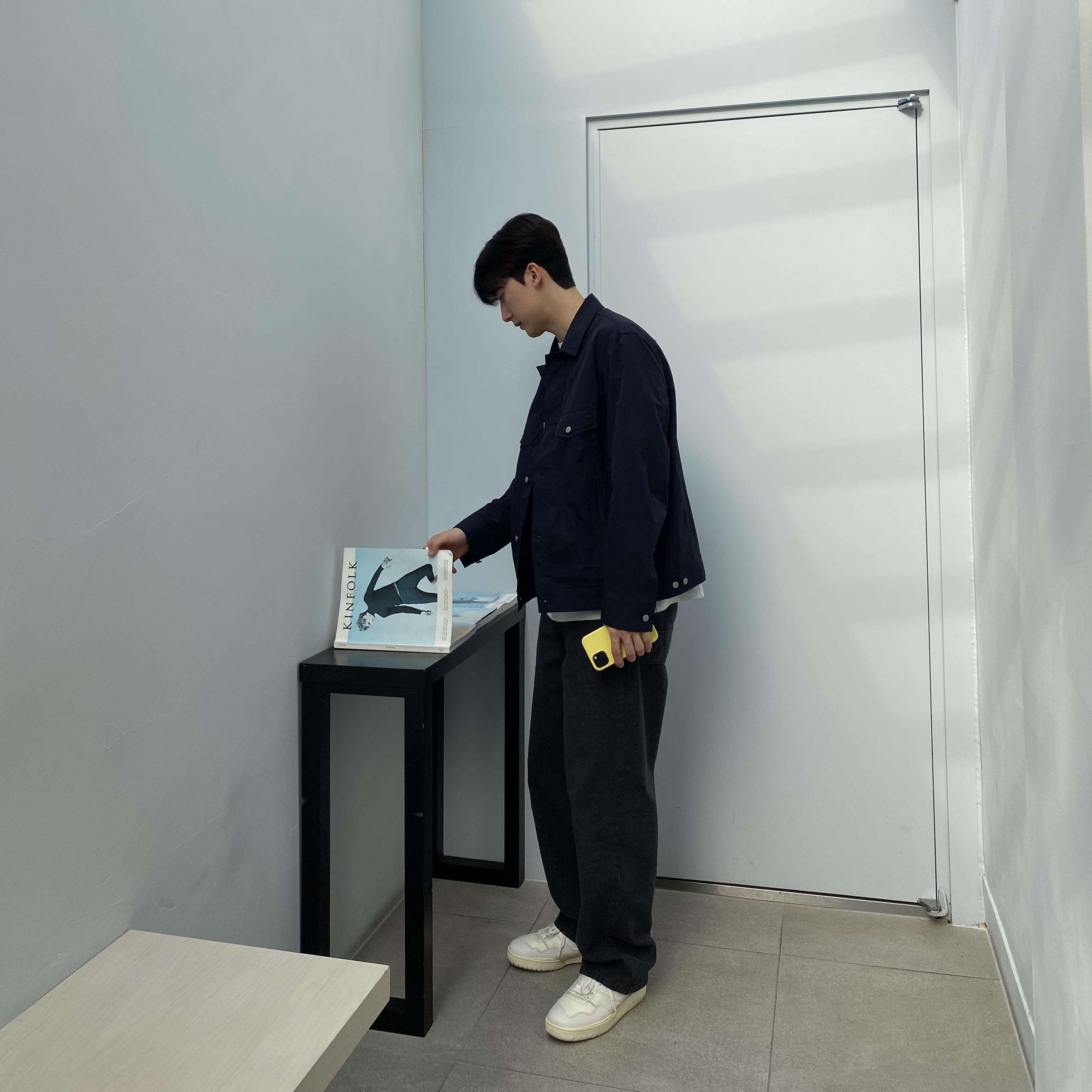 New Balance x Aime Leon Dore 550 White Leather 착용 스타일 - 1