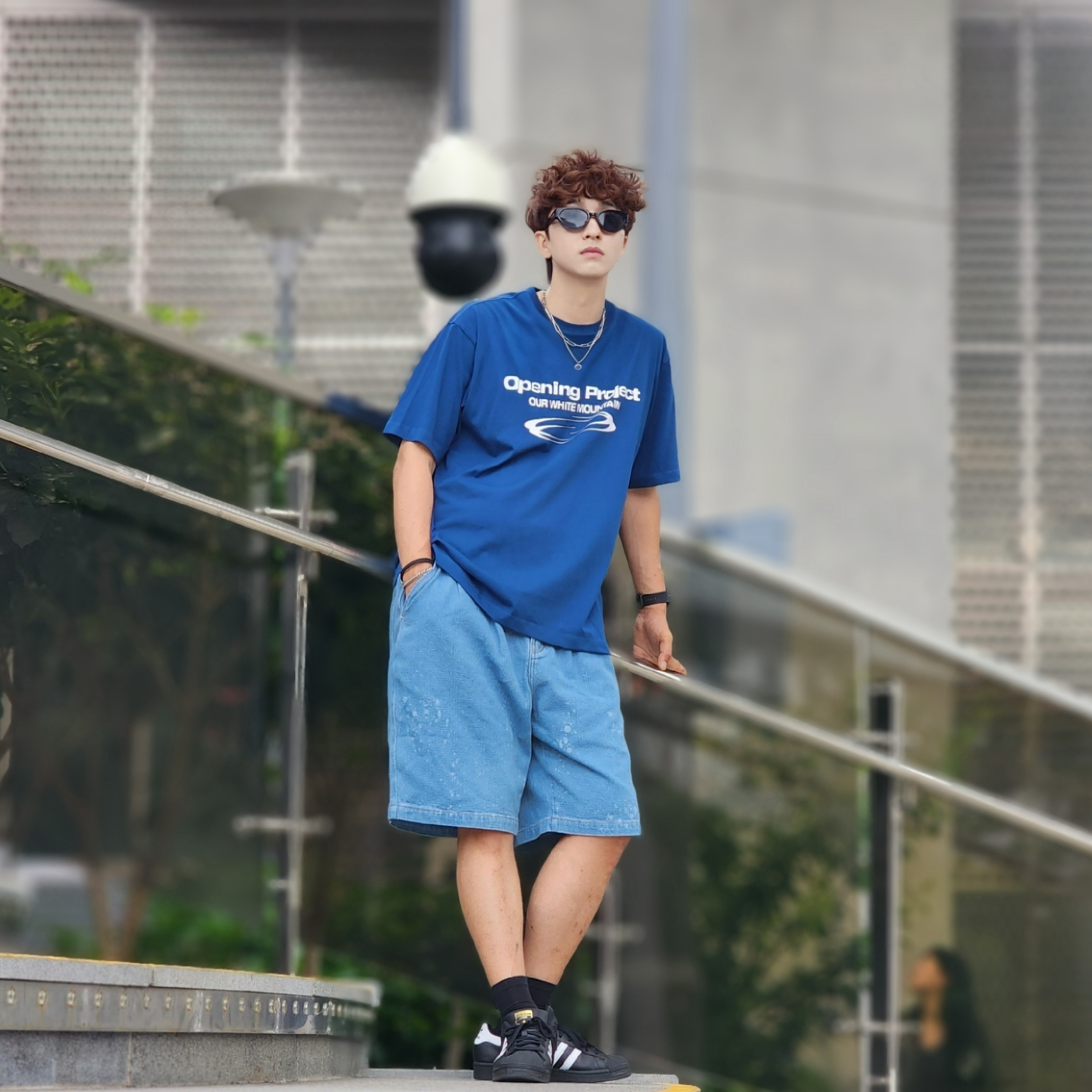 Opening Project Identity T-Shirt Blue, Adidas Superstar Core Black White 착용 스타일 - 3