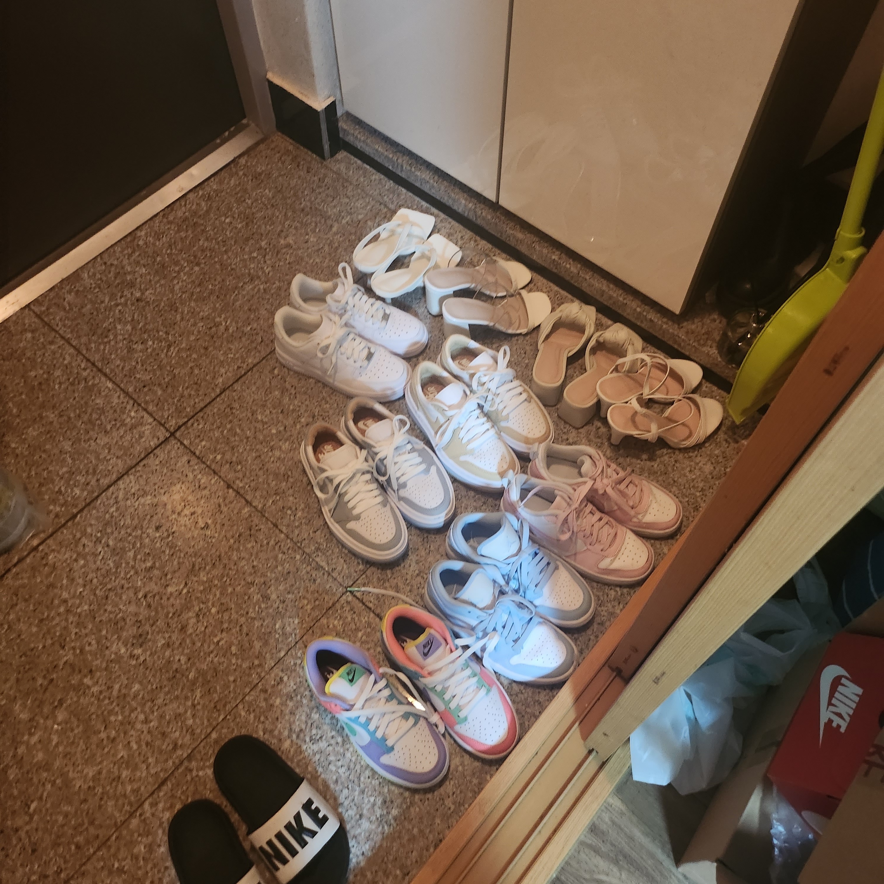 (W) Nike Dunk Low SE Candy, (W) Jordan 1 Elevate Low White Onyx 착용 스타일 - 2