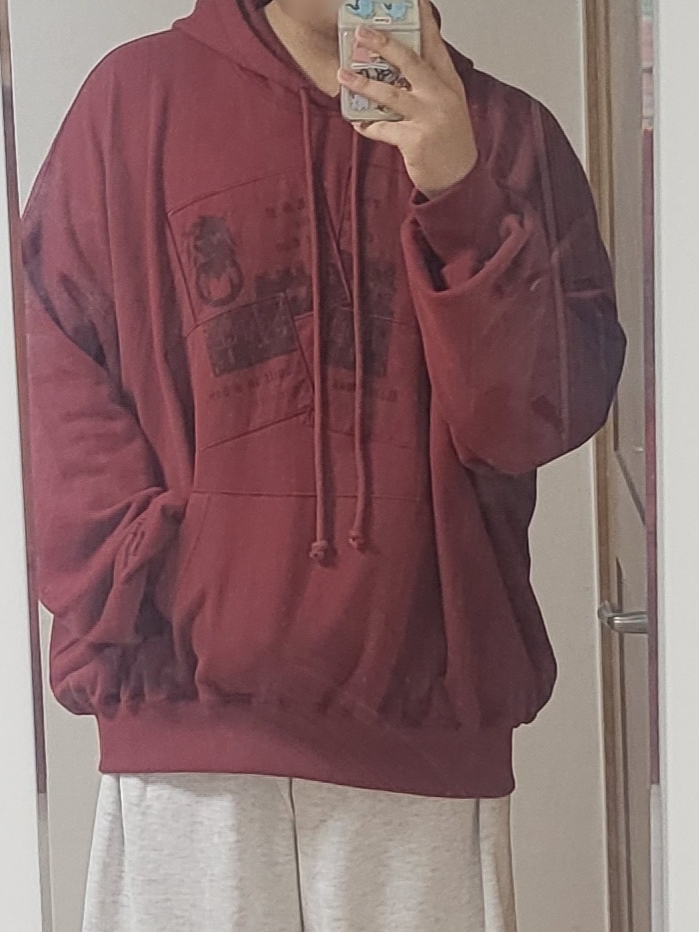 Undermycar Anwer Archive Hommage Patchwork Hoodie Cordovan - 23SS 착용 스타일
