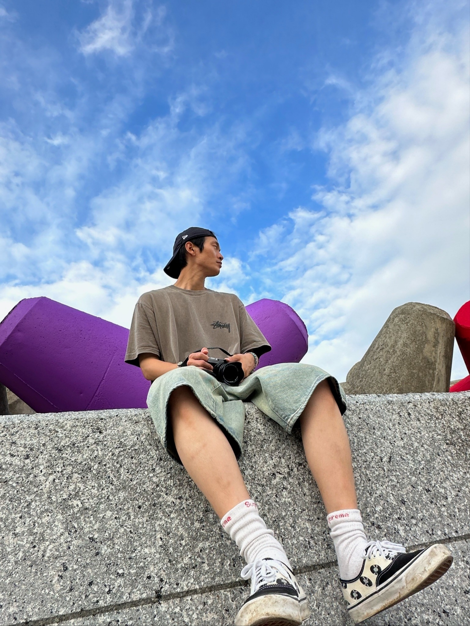Vans Vault x Wacko Maria OG Authentic LX Classic White, Supreme Hanes Crew Socks White (4 Pack) 착용 스타일 - 3