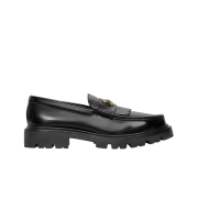 (W) Celine Margaret Loafer with Triomphe Frame in Polished Bull Black
