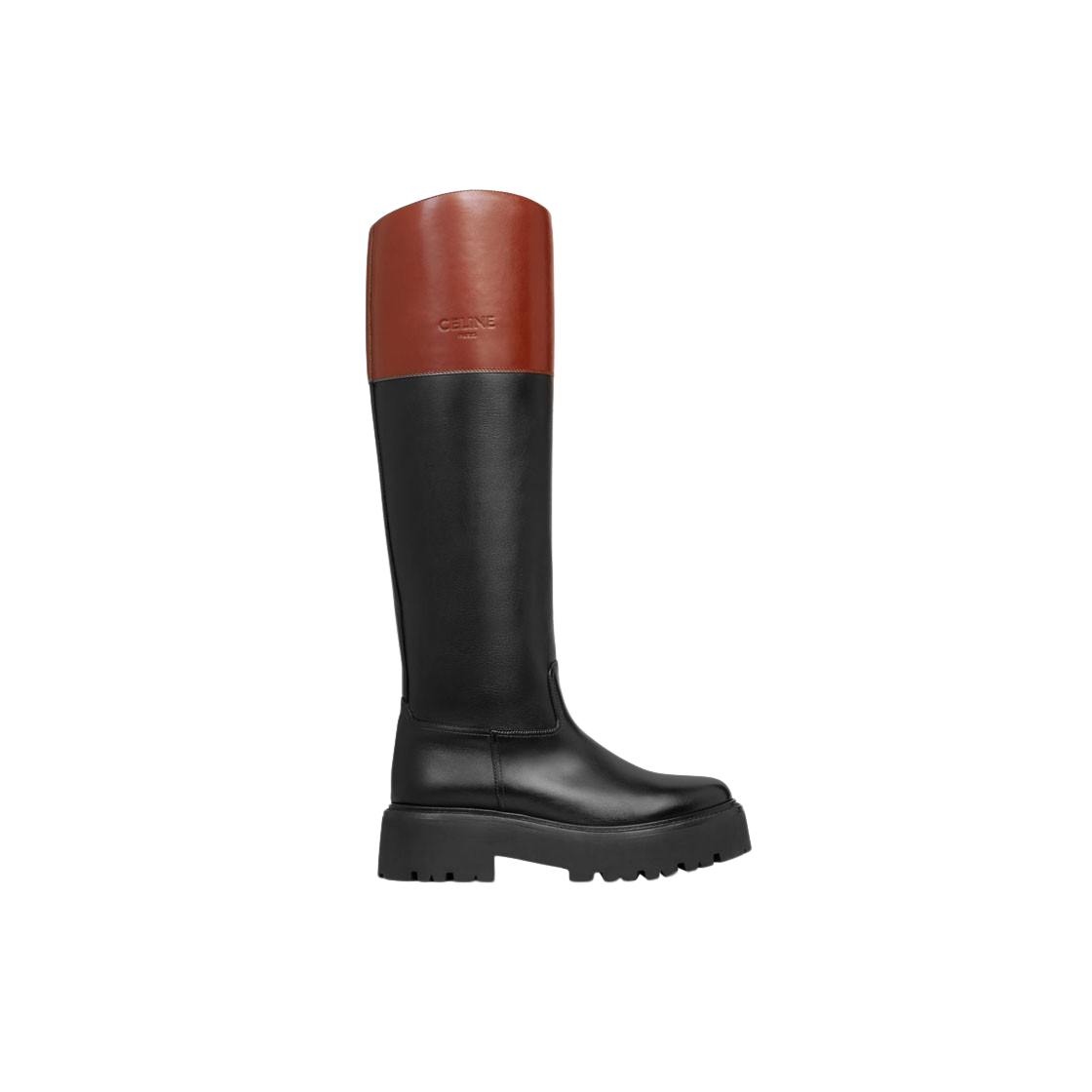 (W) 셀린느 카프스킨 벌키 하이 부츠 블랙 브라운((W) Celine Bulky High Boot in Calfskin Black Brown) - 1