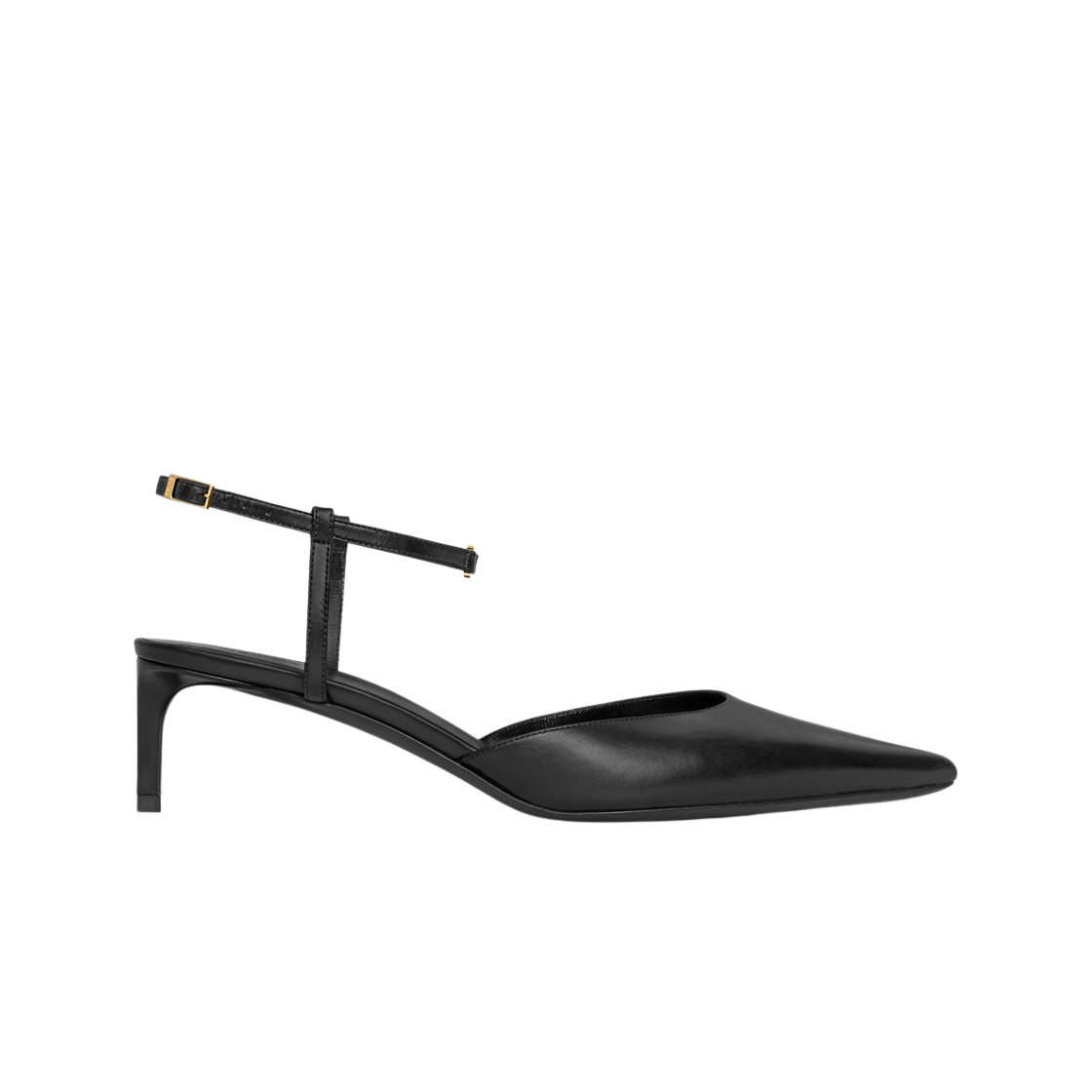 (W) 셀린느 트리옹프 카프스킨 골드 피니싱 키튼 스트랩 블랙((W) Celine Kitten with Strap Triomphe in Calfskin Gold Finishing Black) - 1