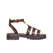 (W) Celine Clea Triomphe Gladiator Sandal in Calfskin - Vegetal Tanning Dark Brown