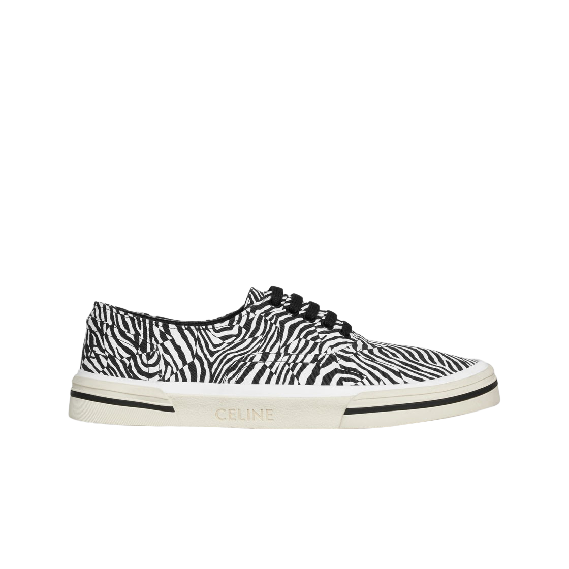 셀린느 지브라 프린티드 캔버스 엘리엇 로우 레이스 업 스니커즈 블랙 화이트(Celine Elliot Low Lace Up Sneaker in Zebra Printed Canvas Black White) - 1