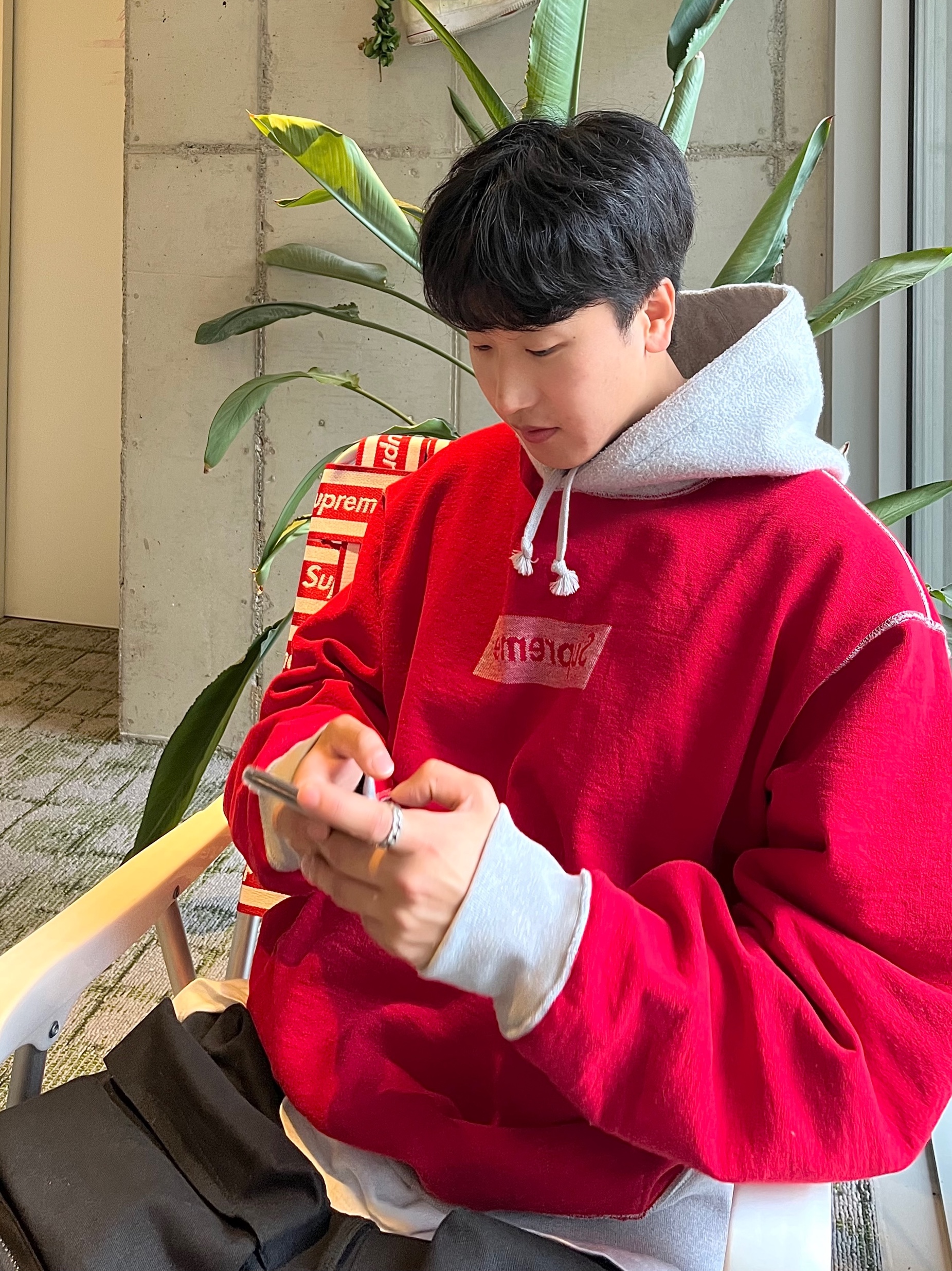 Supreme Inside Out Box Logo Hooded Sweatshirt Heather Grey - 23SS 착용 스타일 - 1