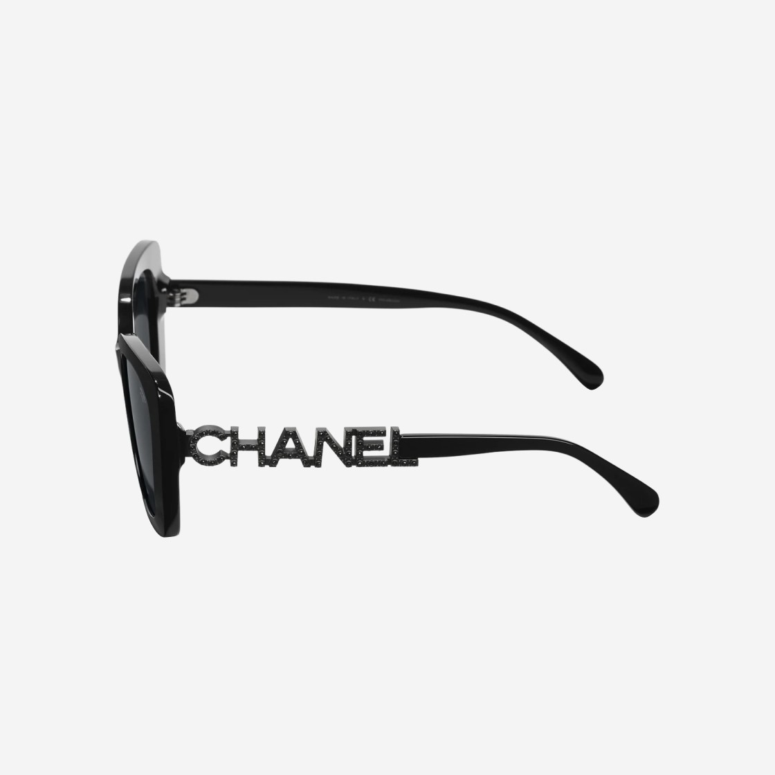 Chanel Square Sunglasses Acetate Strass & Black Frame Grey Lenses Asian Fit 상세 이미지 4