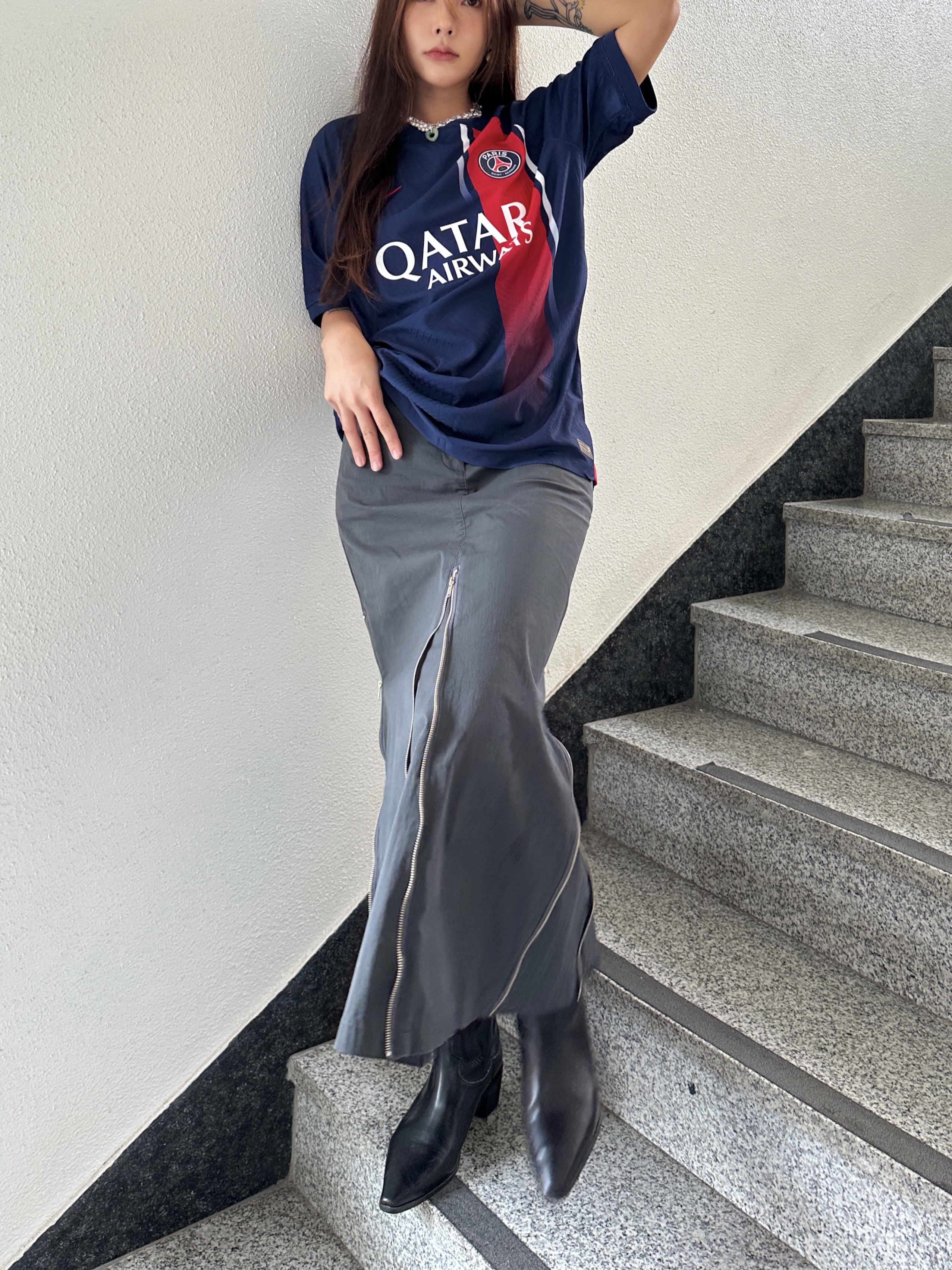 Nike Paris Saint-Germain 2023/24 Dri-Fit ADV Match Home SS Jersey Midnight Navy (Non Marking Ver.) 착용 스타일 - 2