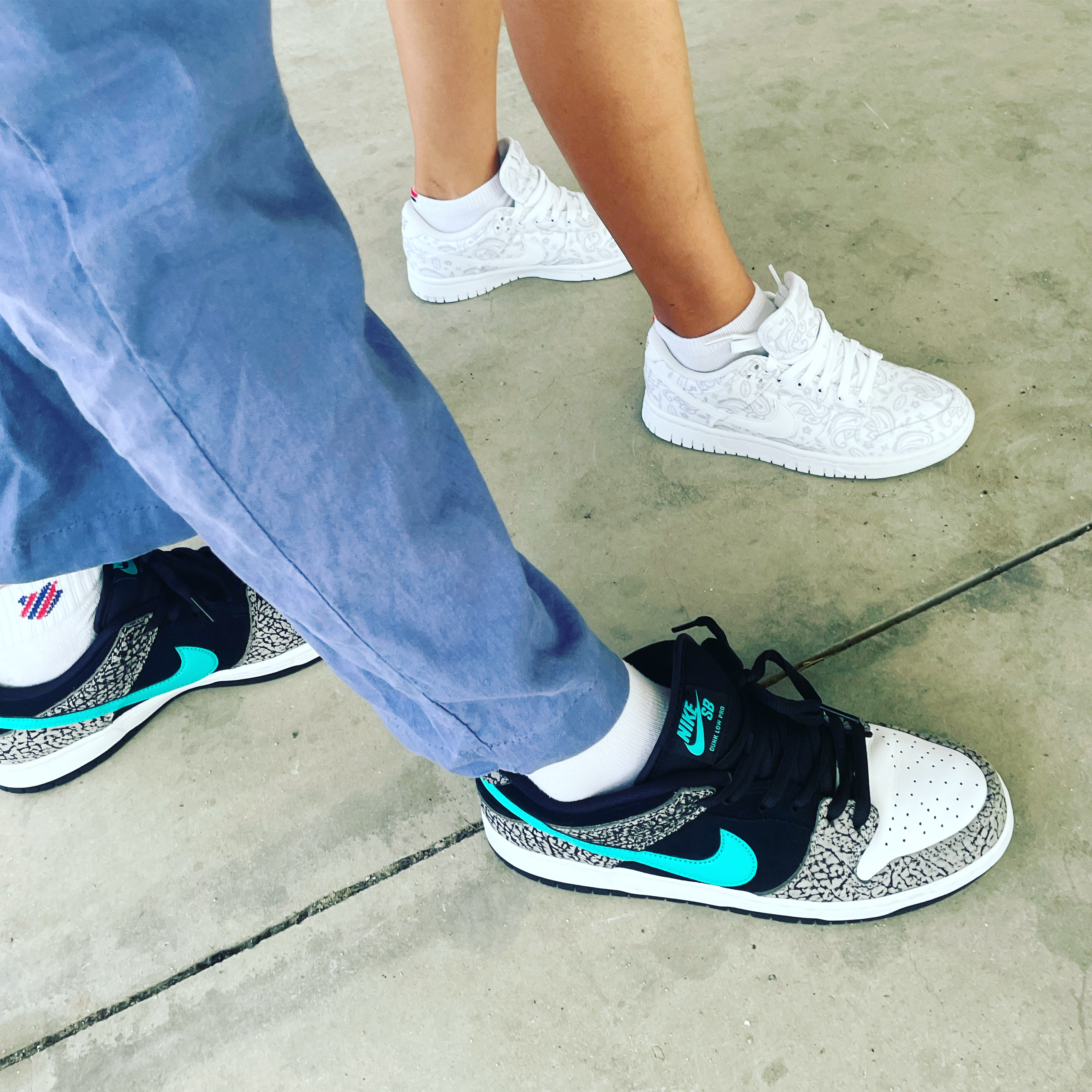 (W) Nike Dunk Low Essential White Paisley, Nike SB Dunk Low Pro Clear Jade 착용 스타일