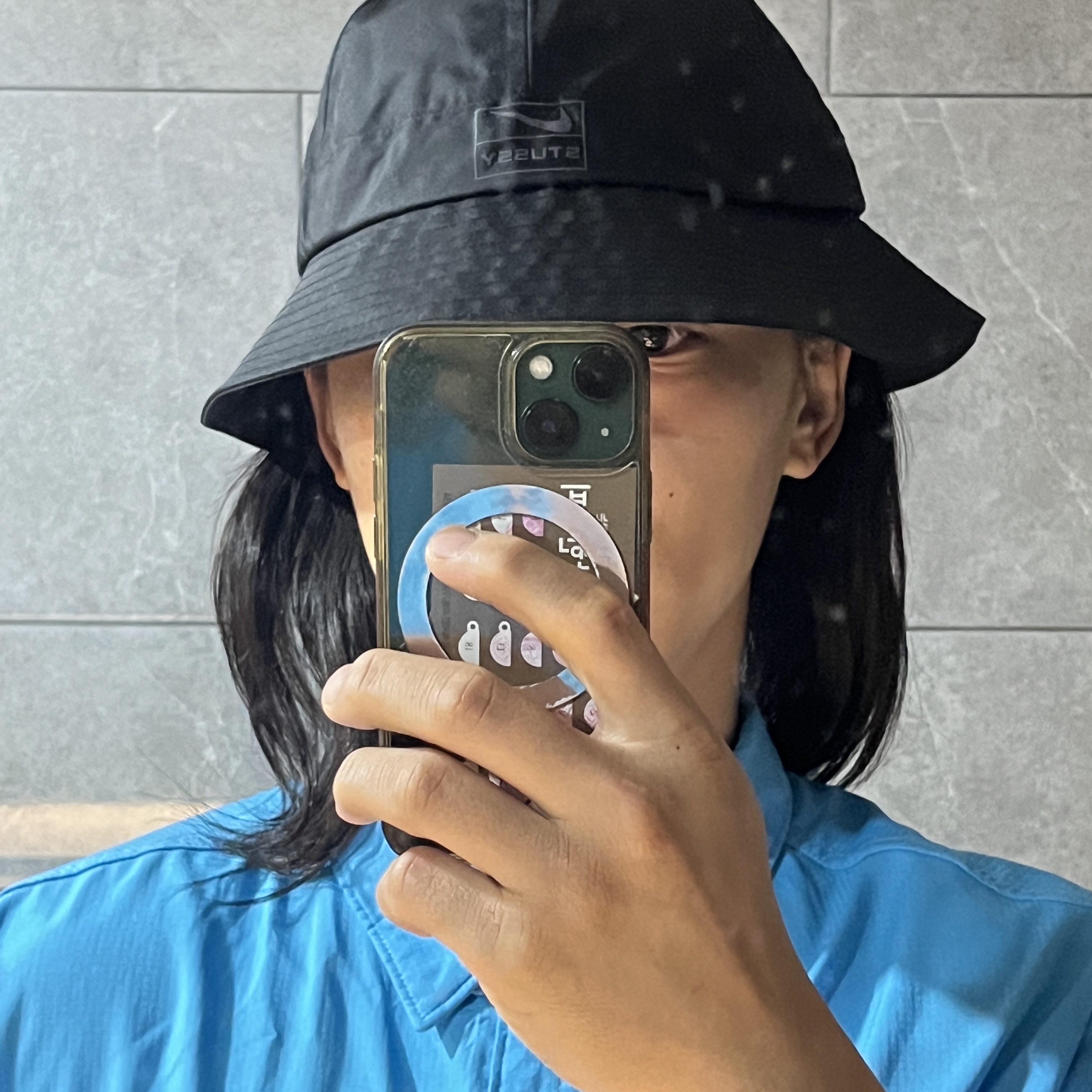 Nike x Stussy NRG FL Storm-Fit Bucket Hat Black 착용 스타일