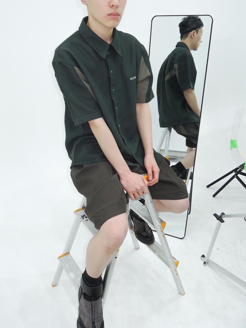 Opening Project Cloud Half Shirt Green 착용 스타일 - 1