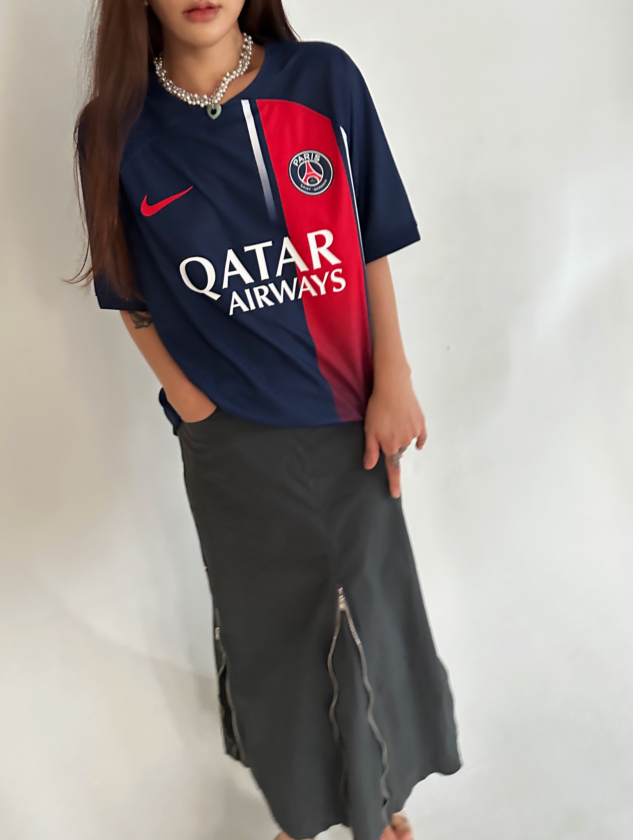 Nike Paris Saint-Germain 2023/24 Dri-Fit ADV Match Home SS Jersey Midnight Navy (Non Marking Ver.) 착용 스타일 - 3