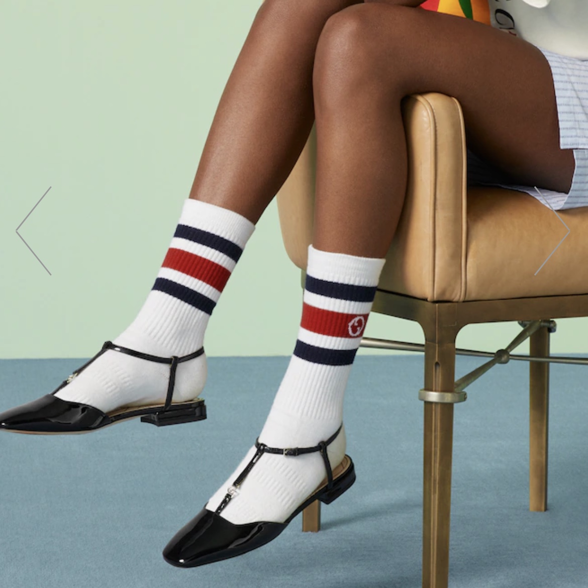 (W) Gucci Double G Flat Black 착용 스타일 - 1